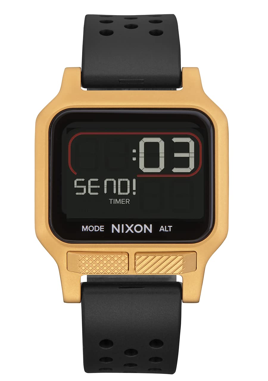 NIXON Heat A1320 Digital Sports Watch for Men & Women - Ultra Thin Lightweight Design, 38mm LCD Display, 20mm PU Band - 100M Water Resistant for Swimming, Running & Workouts - Perfect for Gym, Outdoor Activities & Daily Wear