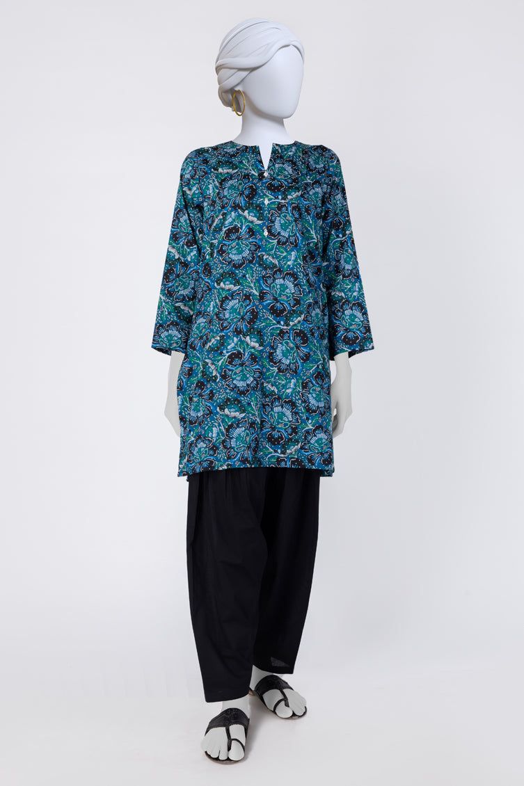 Cambric Blue Kurti by J. Junaid Jamshed - Elegant Pakistani Traditional Dress for Women - Perfect for Eid, Weddings & Casual Wear