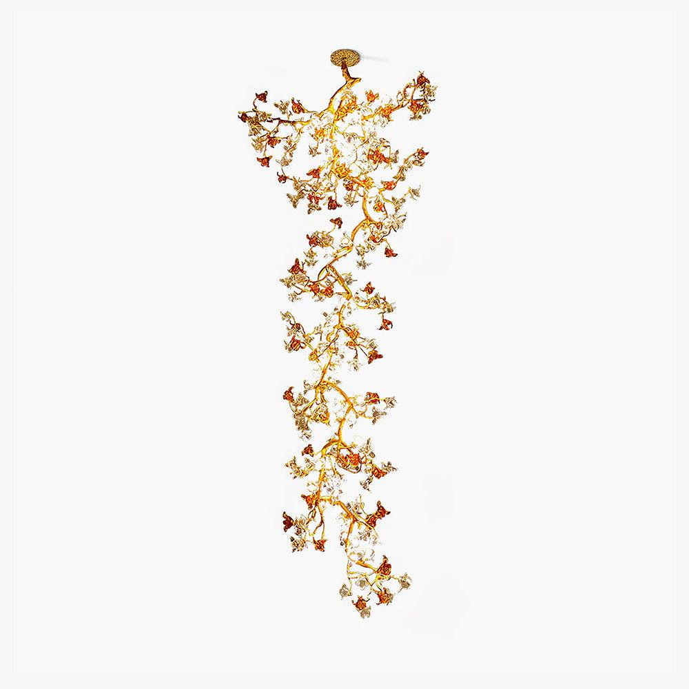 Elegant Brass Maple Branch Chandelier - Vintage Style Ceiling Light Fixture for Dining Room, Living Room & Bedroom Decor