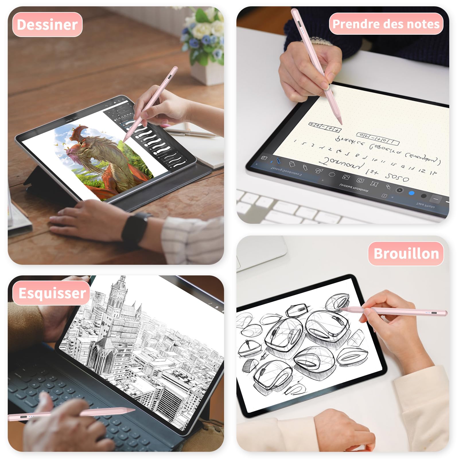 Apple Pencil Alternative for iPad (2018-2024) - Fast Charging Stylus with Magnetic Attachment - Compatible with iPad Pro 11/12.9