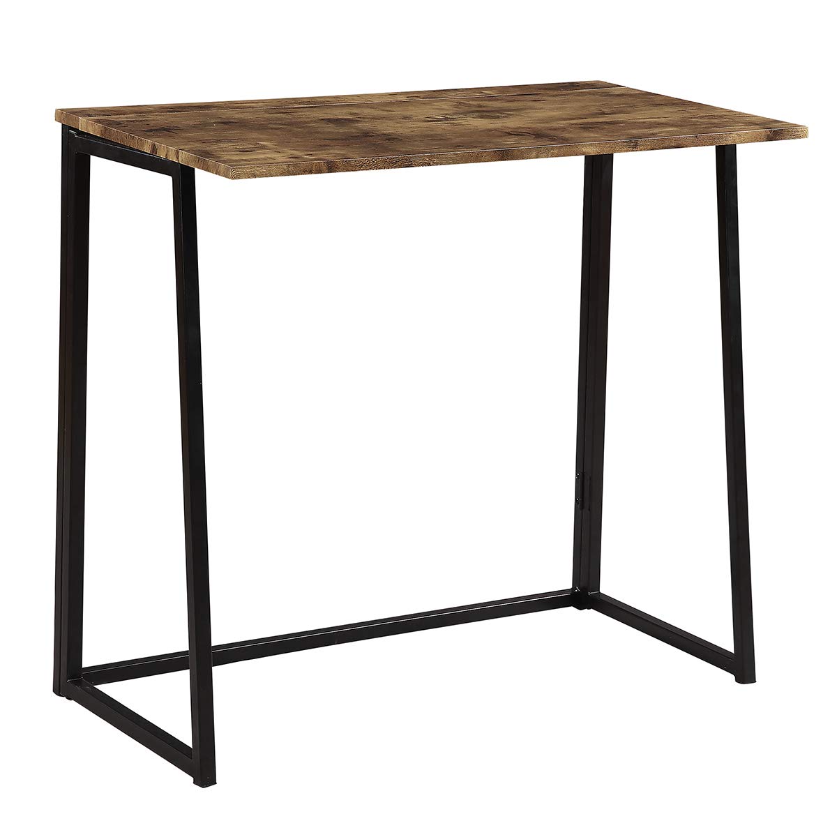 Industrial Style Folding Computer Desk - Space Saving Laptop Table for Small Office, Home & Dorm (Brown Desktop, Black Frame) - Perfect for Remote Work, Study & Compact Living Spaces