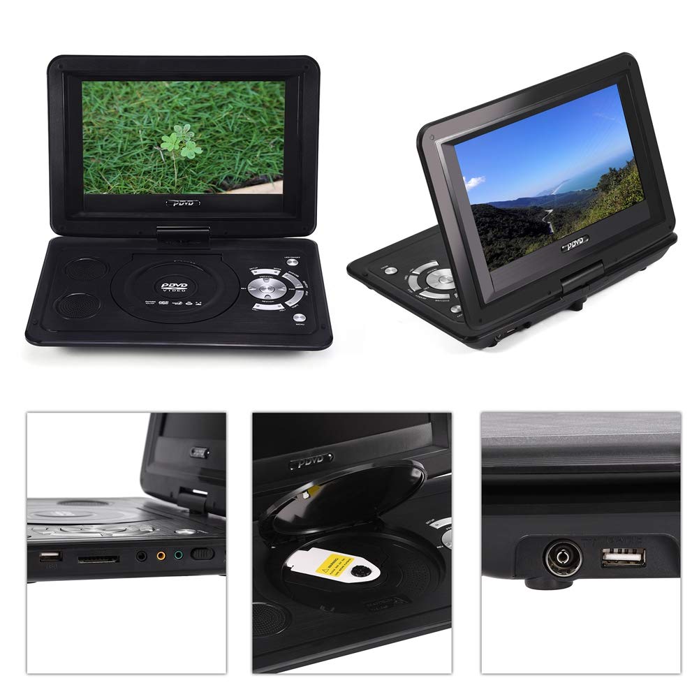 13.9-inch Portable DVD Player with MP3 Playback - Swivel Angle Adjustable HD LCD Screen, Rechargeable Battery, USB/SD Card Support & Remote Control - Perfect for Car Travel, Home Entertainment & Outdoor Adventures