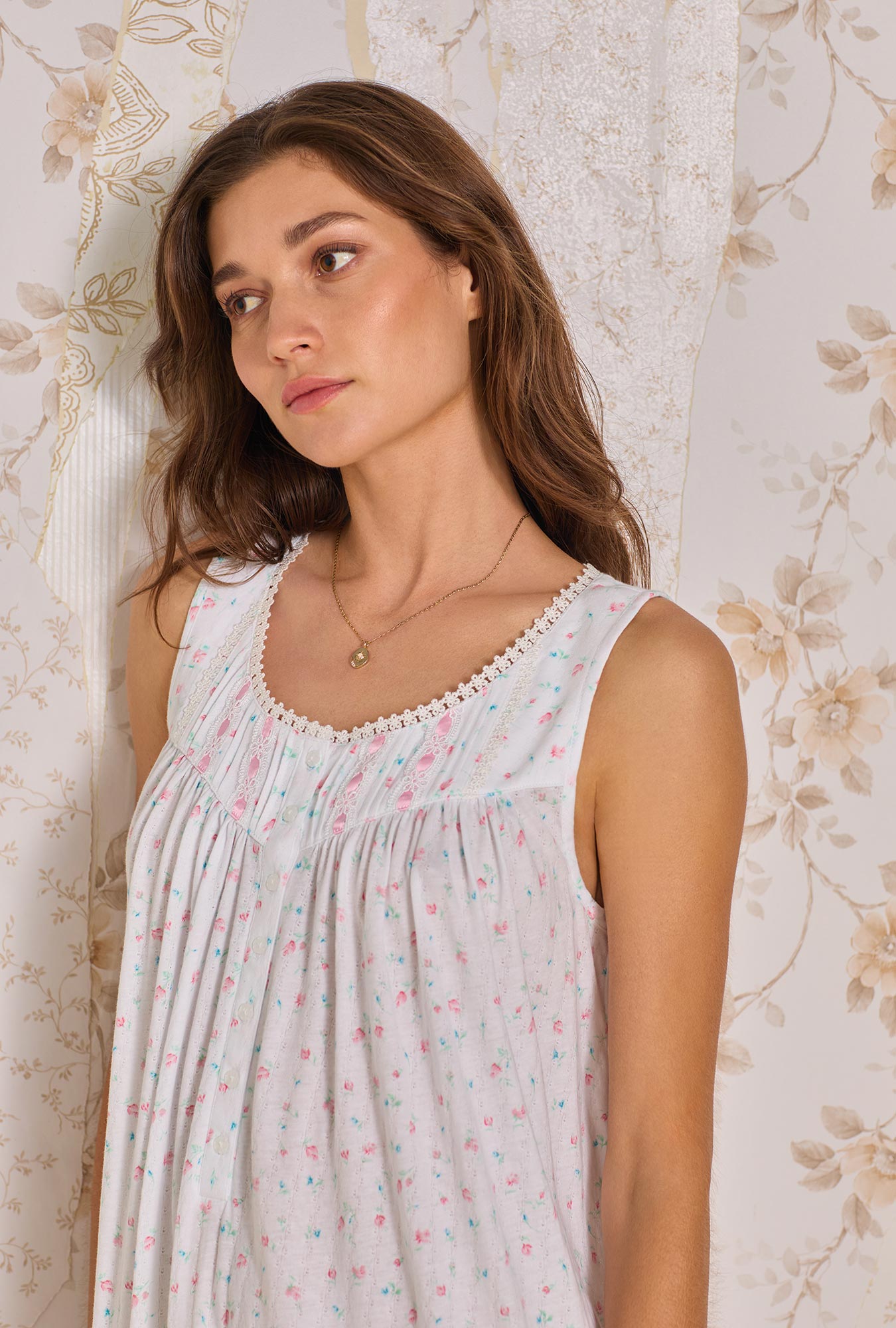 Angelic Rose Cotton Pointelle Ballet Nightgown - Soft & Comfortable Sleepwear for Women, Elegant Lace Trim Nightgown for Bedtime, Lounge & Bridal Shower (Pink, S-XXL)