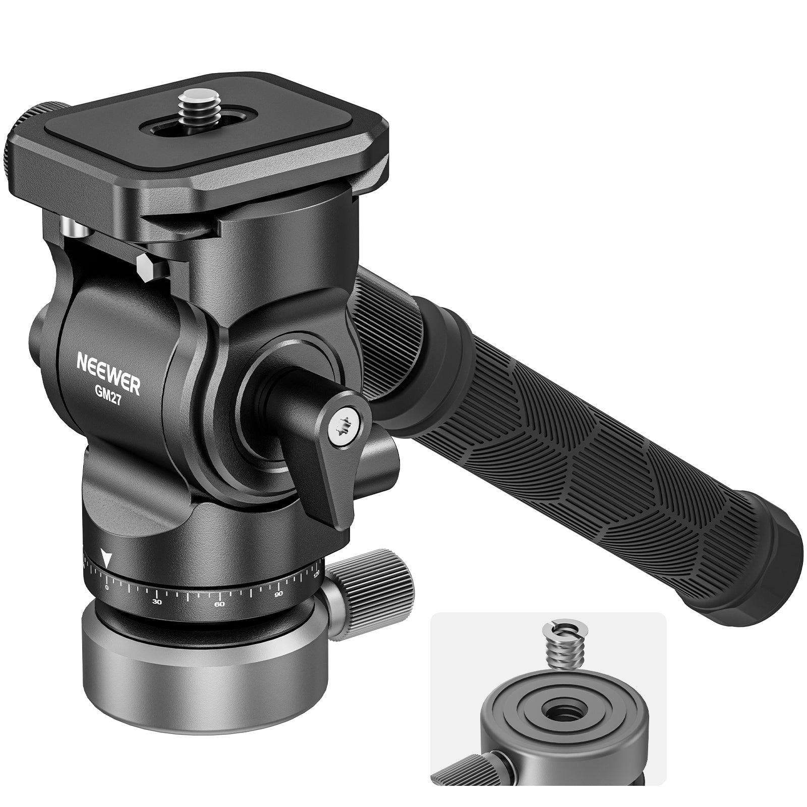 NEEWER GM27 Professional 75mm Video Tripod Fluid Head with 360° Pan & 90° Tilt - Smooth Camera Movement for DSLR, Mirrorless, Camcorders - Perfect for Vlogging, Filmmaking, Live Streaming & Photography