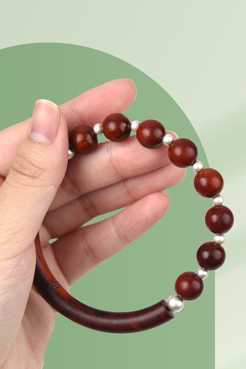 Adjustable Wood Beads Bracelet for Women - Handmade Natural Wooden Bead Jewelry - Perfect for Boho, Yoga & Everyday Wear