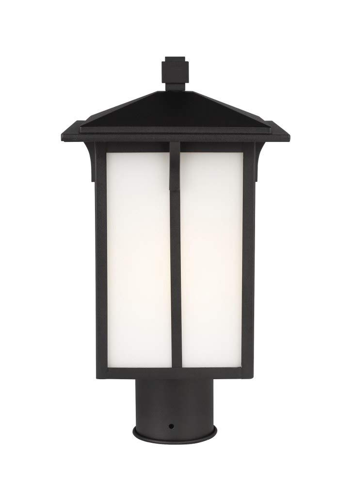 Generation Lighting 1-Light Tomek Traditional Black Outdoor Post Lantern 8252701-12 - Weatherproof Patio & Garden Lighting Fixture for Porch, Yard, Pathway - Compatible with Standard & LED Bulbs