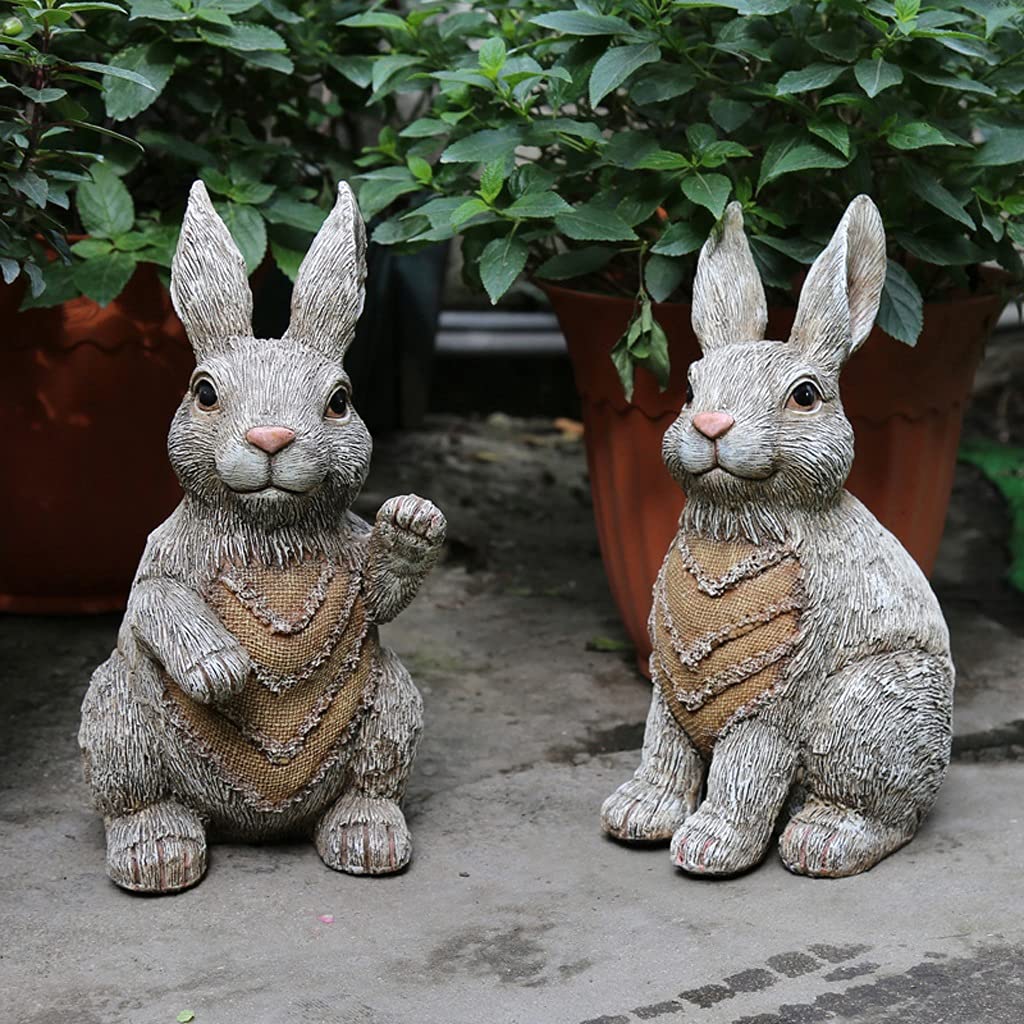 Realistic Rabbit Garden Statue - Outdoor Animal Sculpture Decor for Lawn, Balcony & Terrace - Perfect for Patio, Yard & Garden Decorations