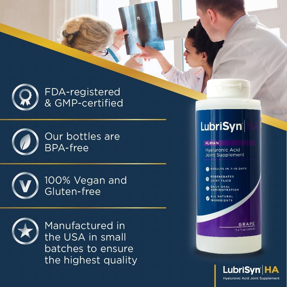 LubriSynHA All-Natural Joint Supplement with High-Molecular Weight Hyaluronic Acid - 3 Pack (11.5oz Each) for Women & Men - Supports Healthy Joint Function, Vegan, Made in USA - Ideal for Active Lifestyles, Sports Recovery & Daily Joint Care