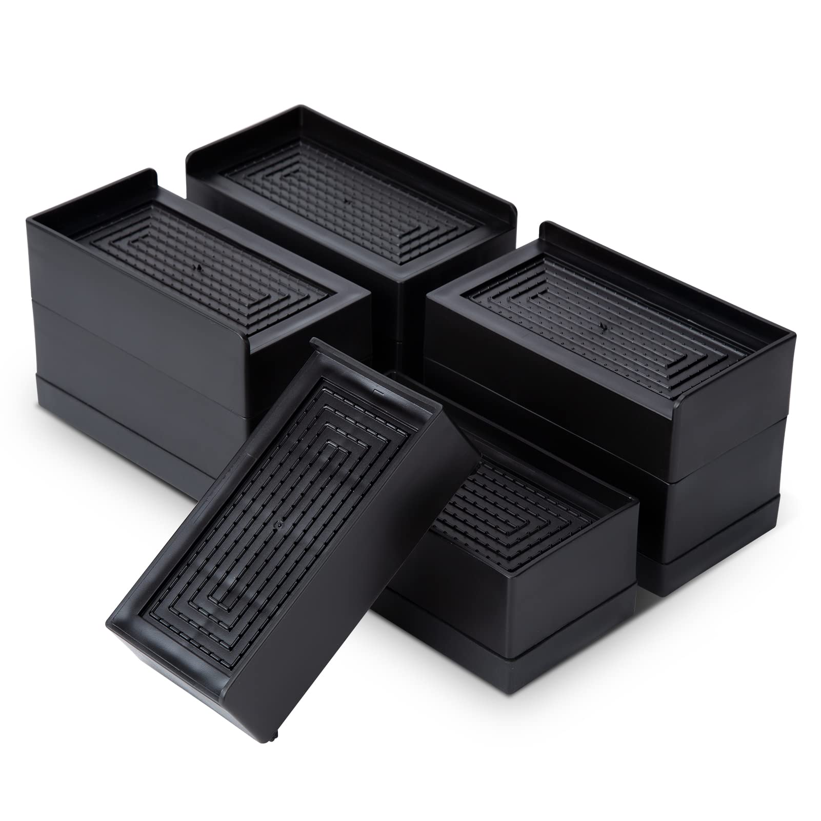 4 Pack Heavy Duty Adjustable Bed Risers - 3 Inch Furniture Risers for Sofa, Couch, Table & Chair - Stackable Space Saving Design with Storage - Supports Up to 1100 lbs (Black) - Perfect for Dorm Rooms, Small Apartments & Home Organization