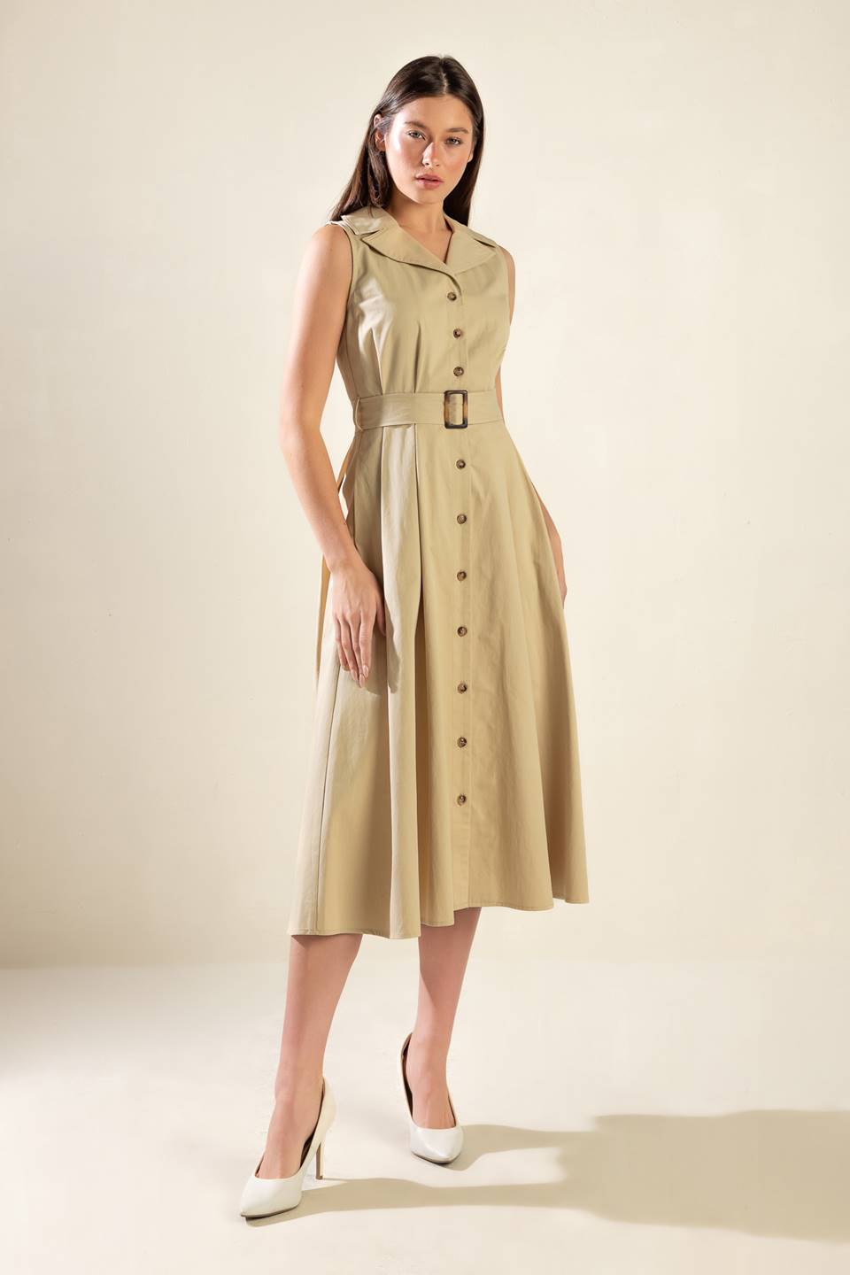 IDEAL APPROACH WOVEN MIDI DRESS - Women's Flowy Summer Dress for Casual Wear, Beach Outings & Date Nights