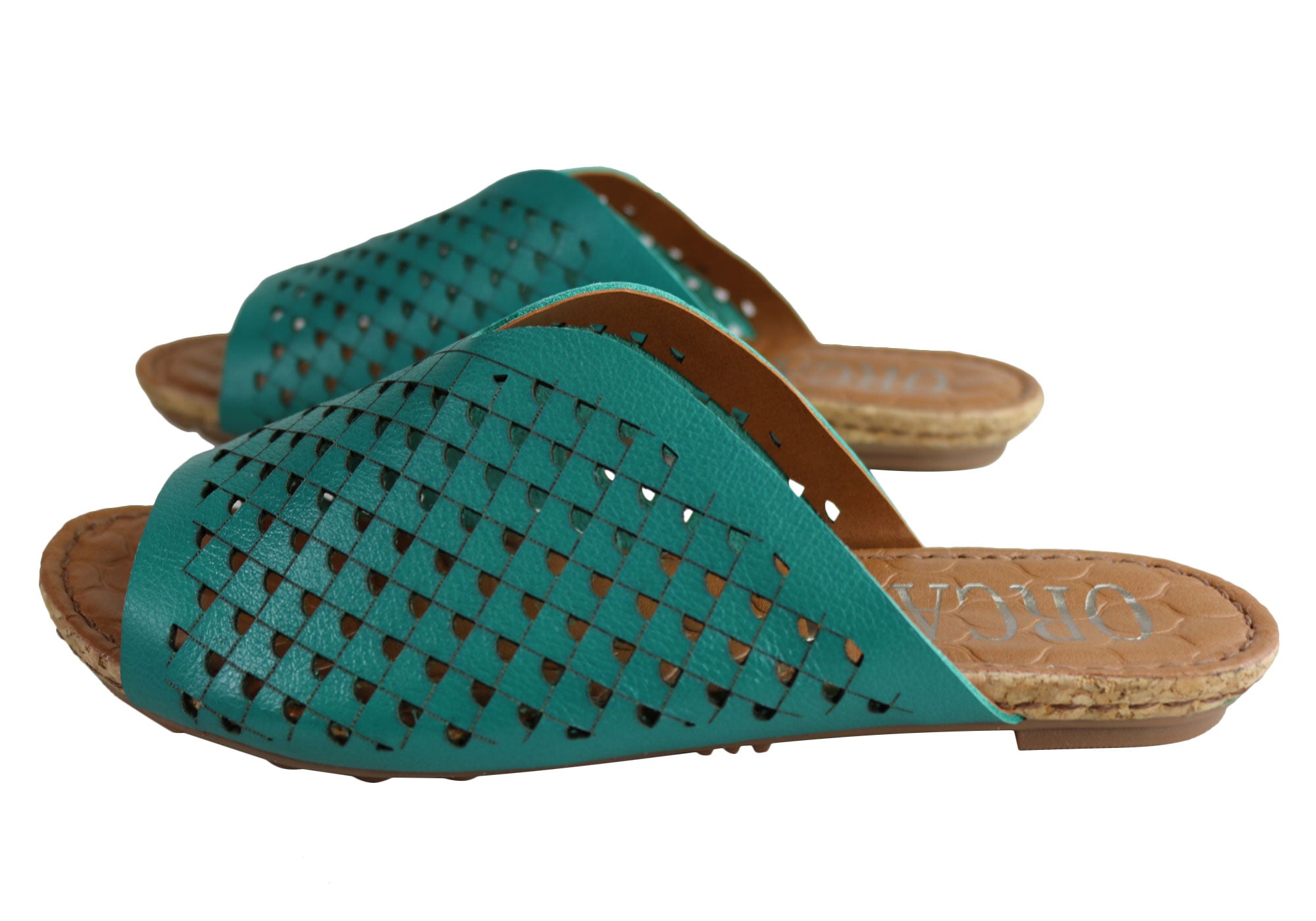 Orcade Natalie Women's Comfort Leather Slides Sandals - Made in Brazil - Perfect for Beach, Pool & Summer Casual Wear