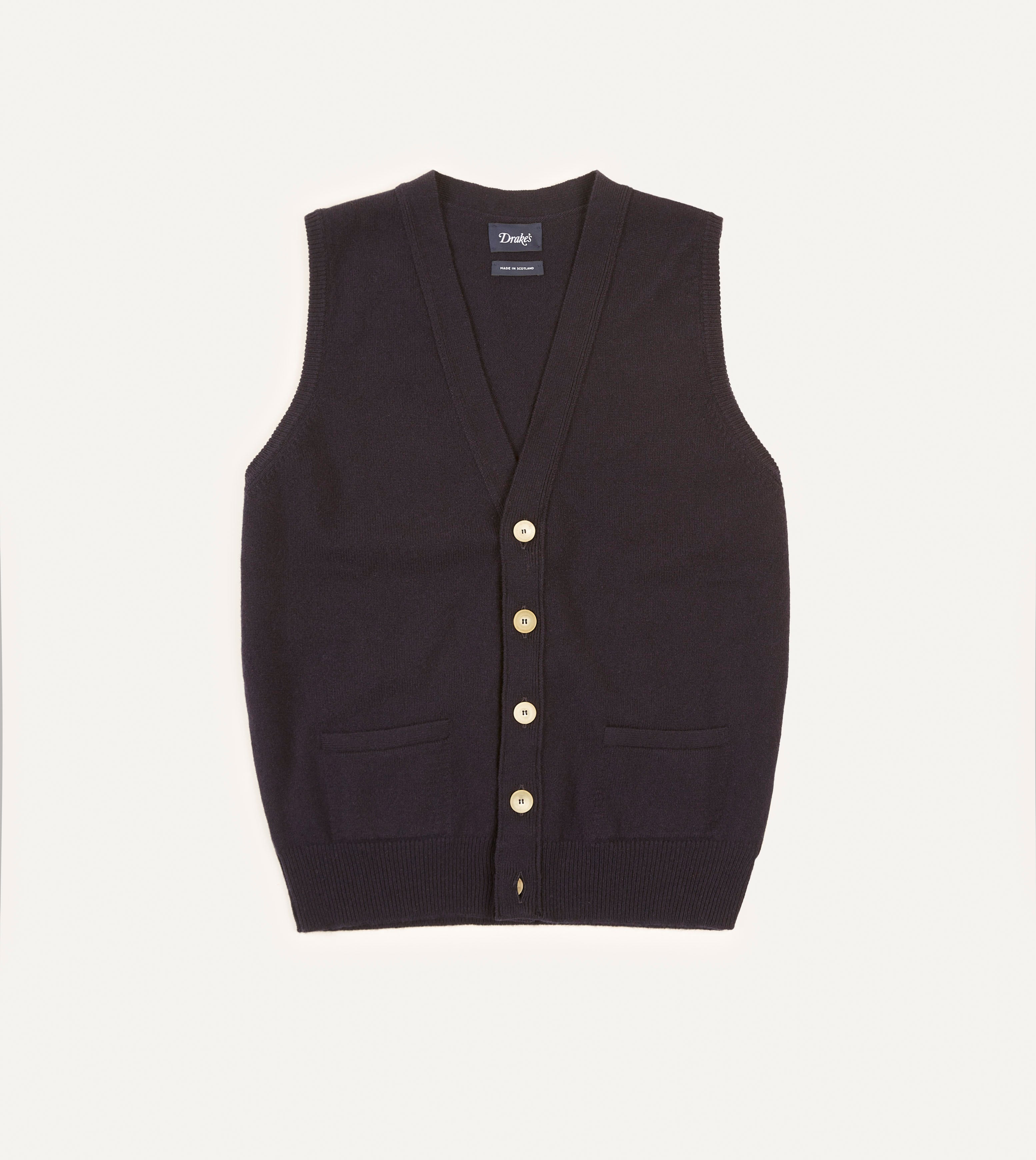 Navy Blue Lambswool Sleeveless Cardigan for Women - Soft Winter Vest Sweater - Perfect for Layering, Office Wear & Casual Outfits