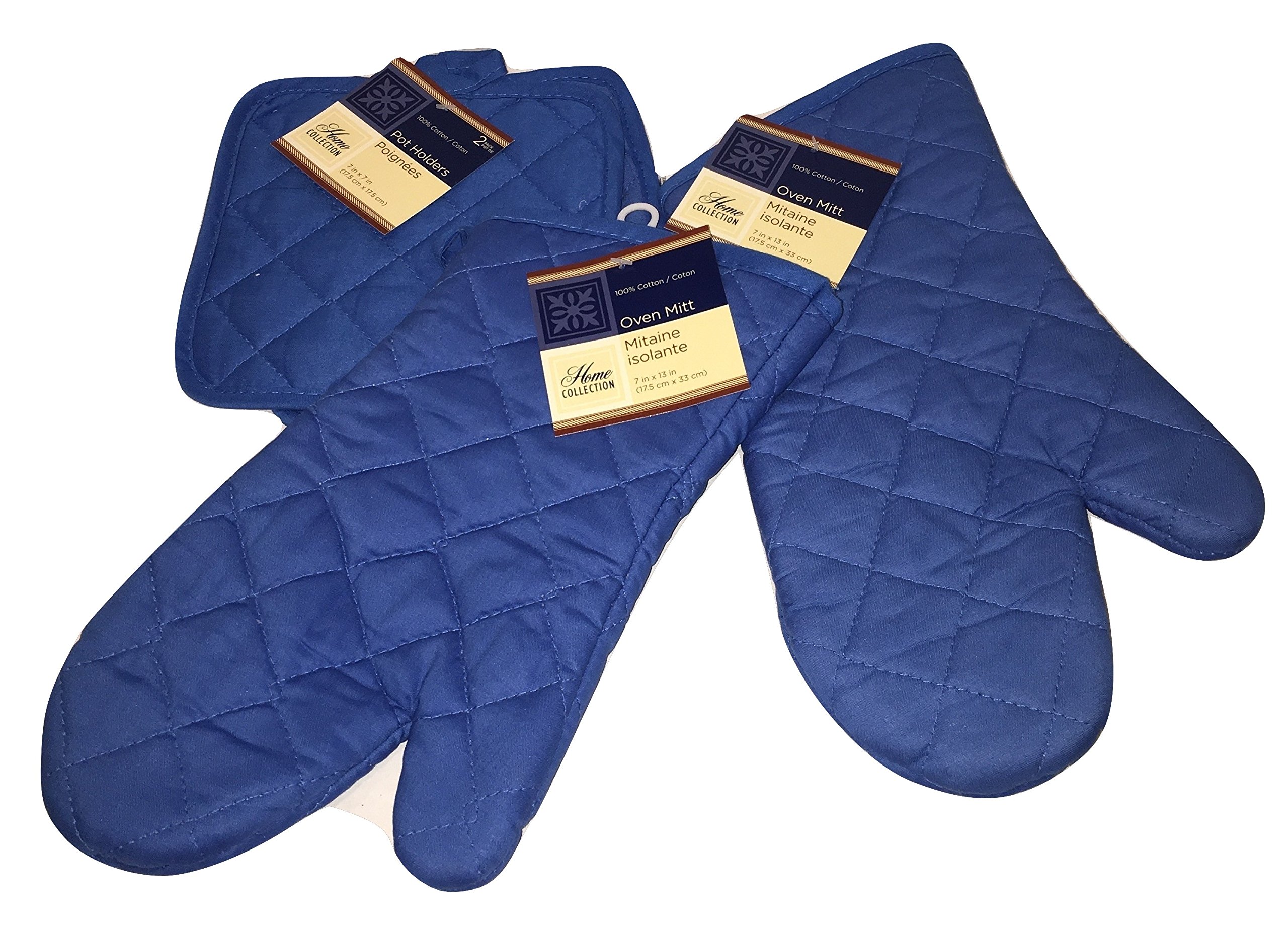 Heat Resistant Oven Mitts and Pot Holders Set - Light Blue Kitchen Gloves for Baking, Grilling & Cooking - Premium Silicone Non-Slip Hand Protection for Hot Pans, Dishes & Cookware