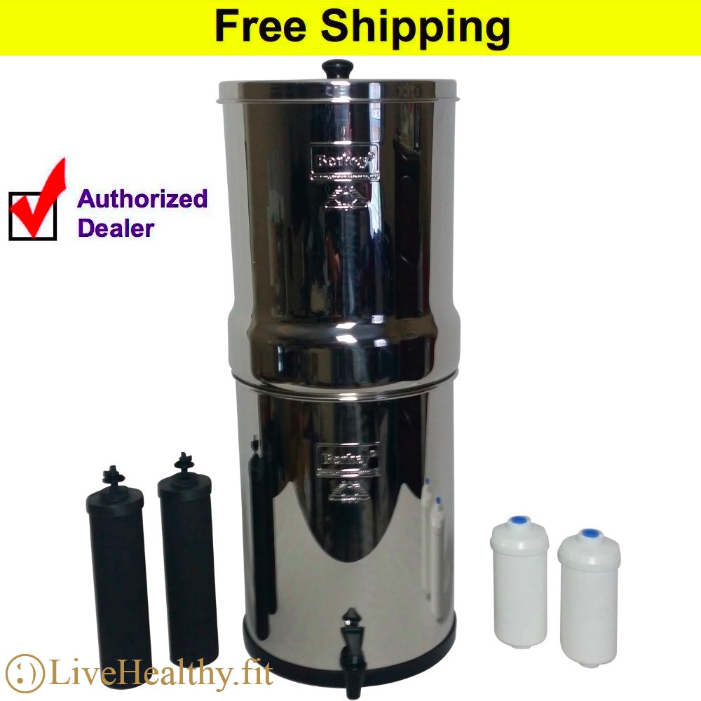 Crown Berkey 6 Gallon Water Filter System - Portable Stainless Steel Purifier for Home, Camping & Emergency Preparedness