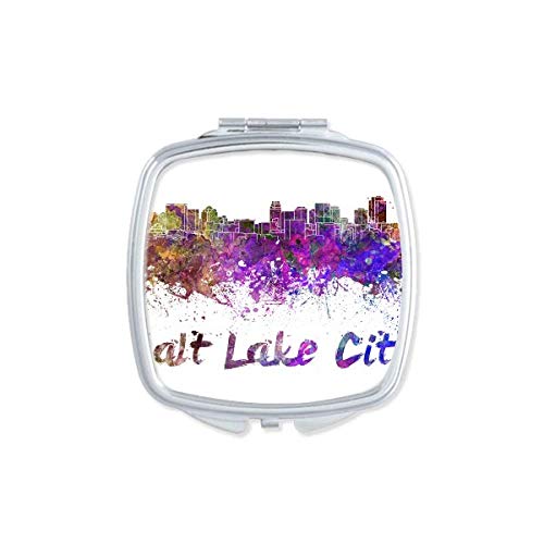 DIYthinker Salt Lake City America Watercolor Mirror - Portable Compact Double-Sided Pocket Makeup Mirror for Travel, Home & Office Use