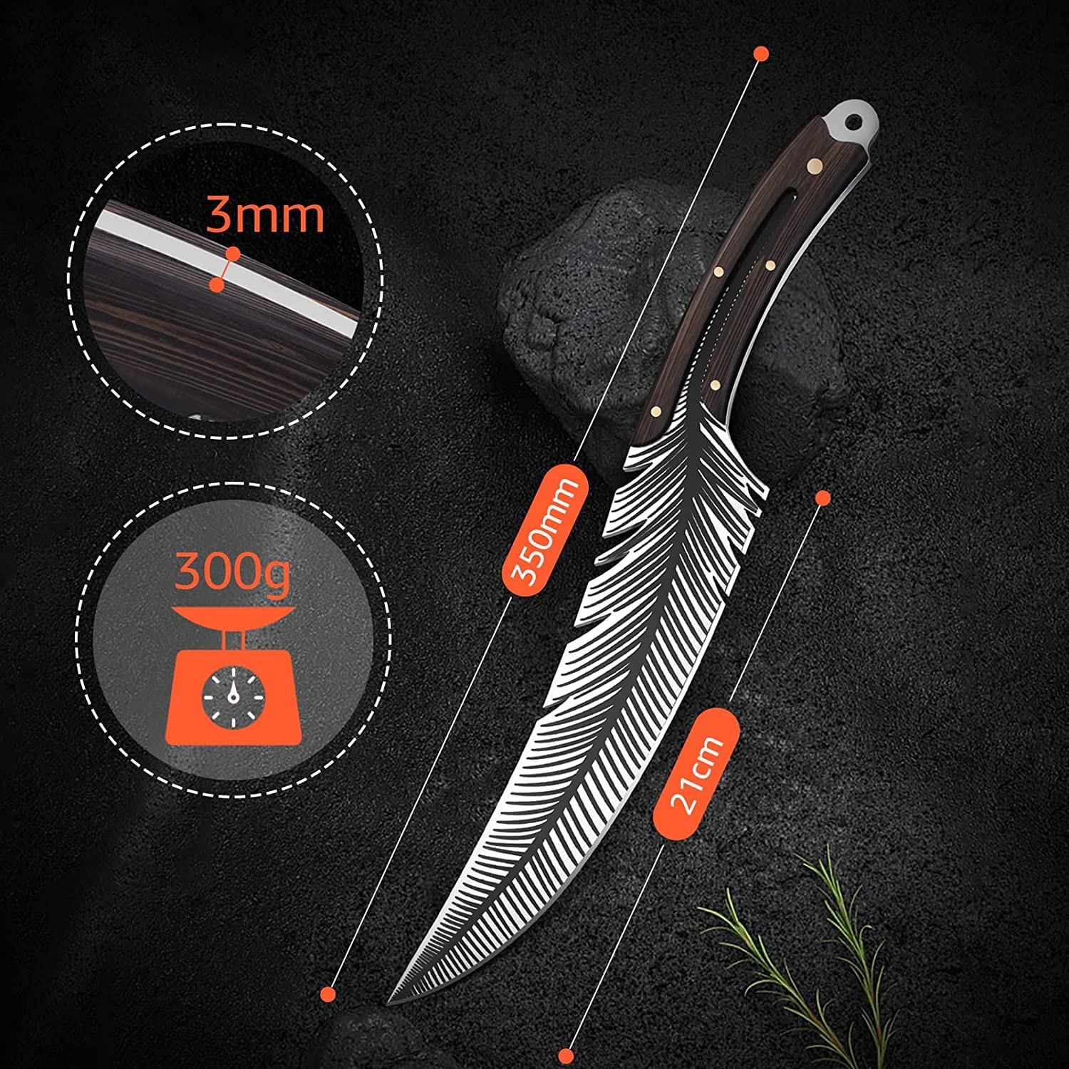 Premium Huusk Japanese Hand-Forged Viking Knife - High Carbon Steel Butcher & Boning Knife for Meat Cutting, Professional Chef Knife with Sheath - Perfect for Kitchen, Camping, BBQ & Gifts for Dad, Husband & Cooks