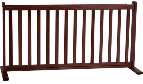 Solid Mahogany Freestanding Pet Gate - Extra Wide & Durable for Dogs & Cats - Perfect for Doorways, Hallways & Stairs
