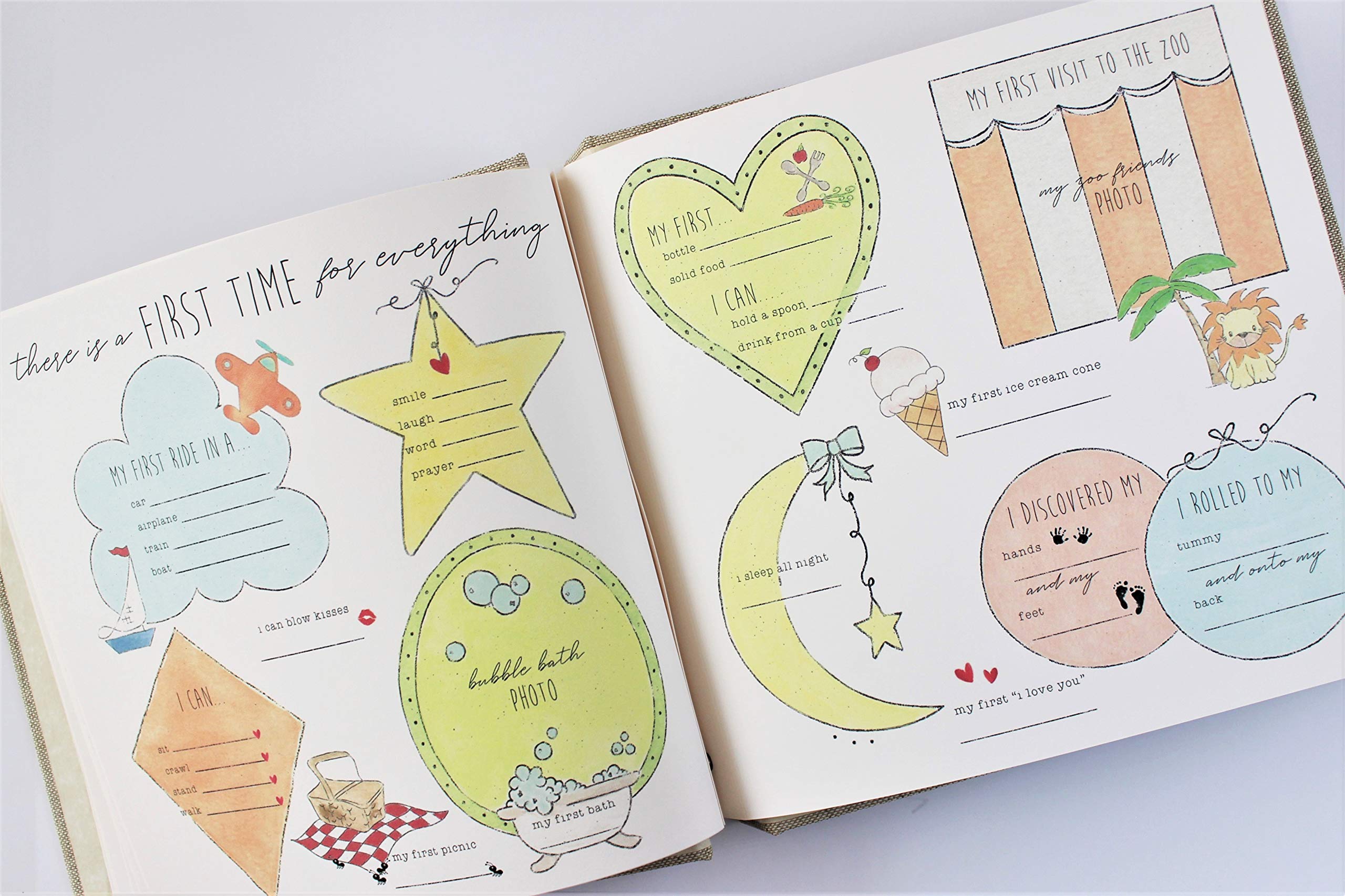 Baby Memory Book & Photo Album - Elephant & Lime Design, Unisex Keepsake for Newborns & Toddlers | Perfect for First Year Milestones, Christening Gifts & Family Photo Preservation