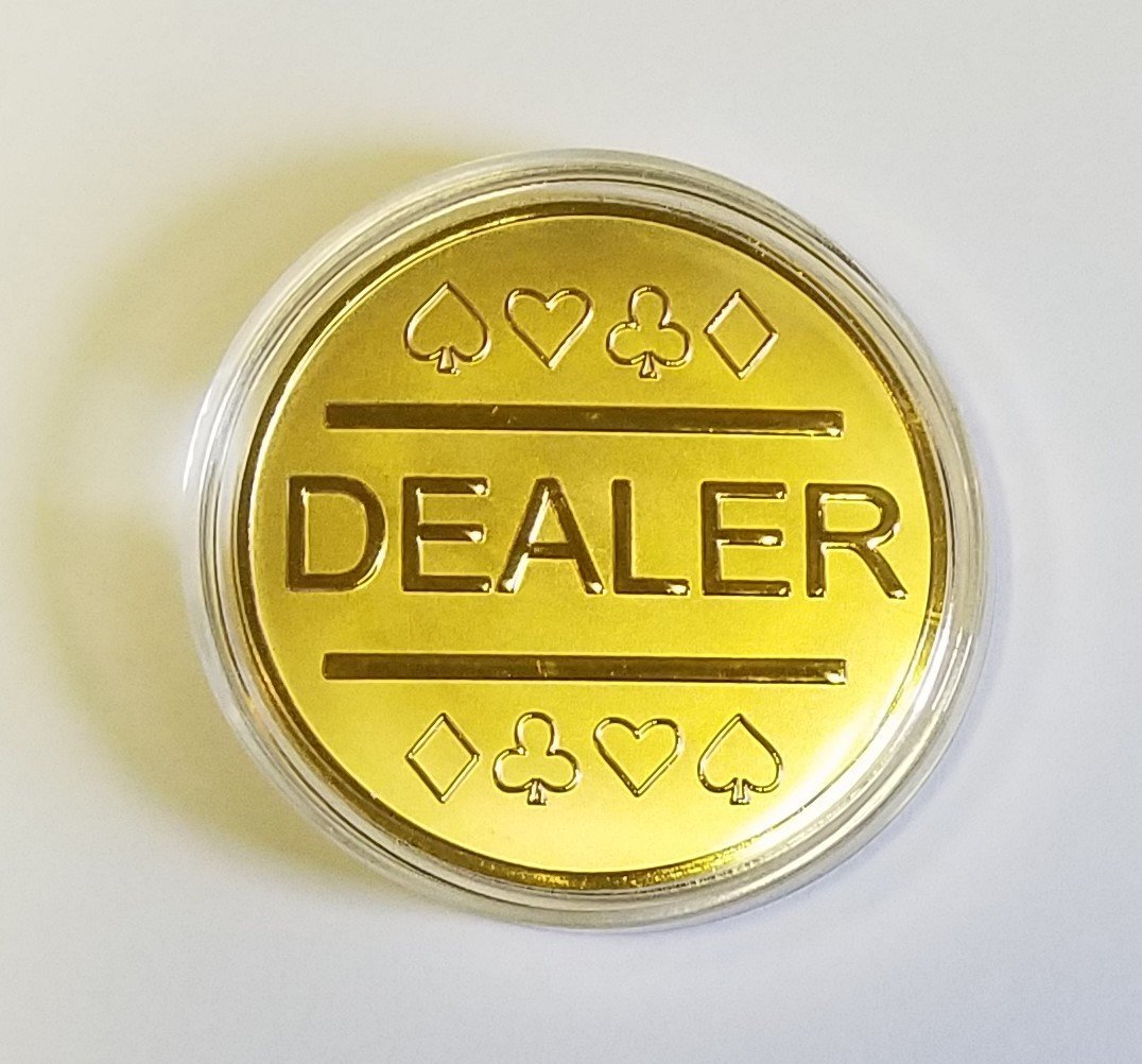 Premium Gold Plated Metal Poker Dealer Button for Texas Hold'em, Casino Nights, and Home Game Tournaments