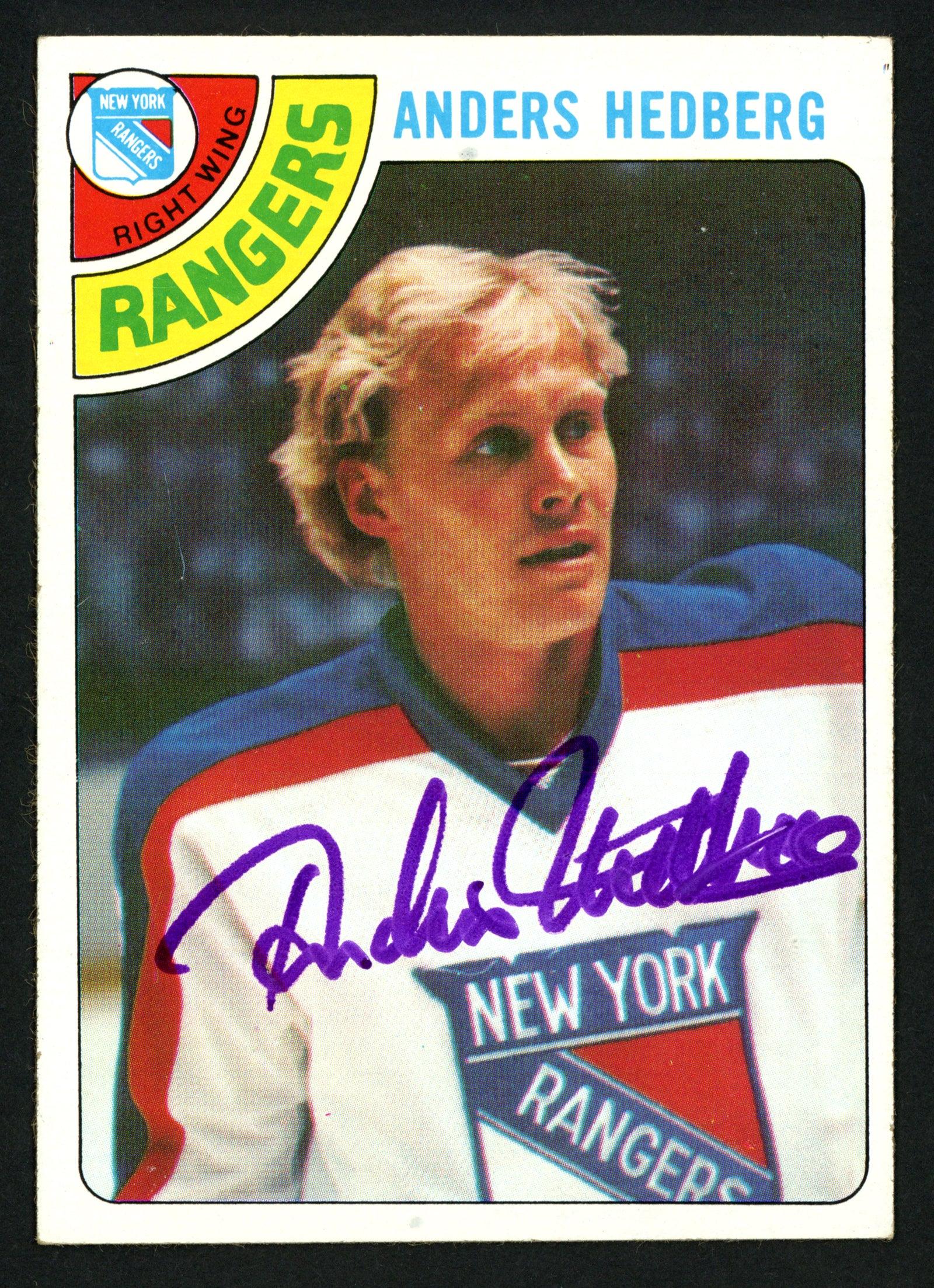 Anders Hedberg Autographed 1978-79 Topps Hockey Card #25 - New York Rangers NHL Collectible - Perfect for Hockey Memorabilia Displays & Sports Fan Gifts
