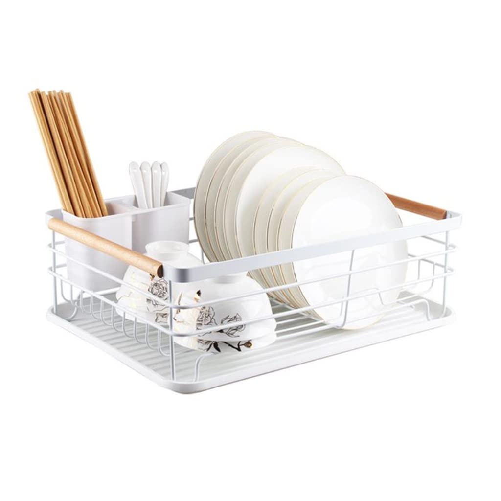 Premium Metal Dish Drying Rack - Countertop Plate Bowl Drainer with Chopstick Holder | Space-Saving Kitchen Organizer for Dishes, Utensils & Cookware | Ideal for Small Kitchens, Apartments & RV Use