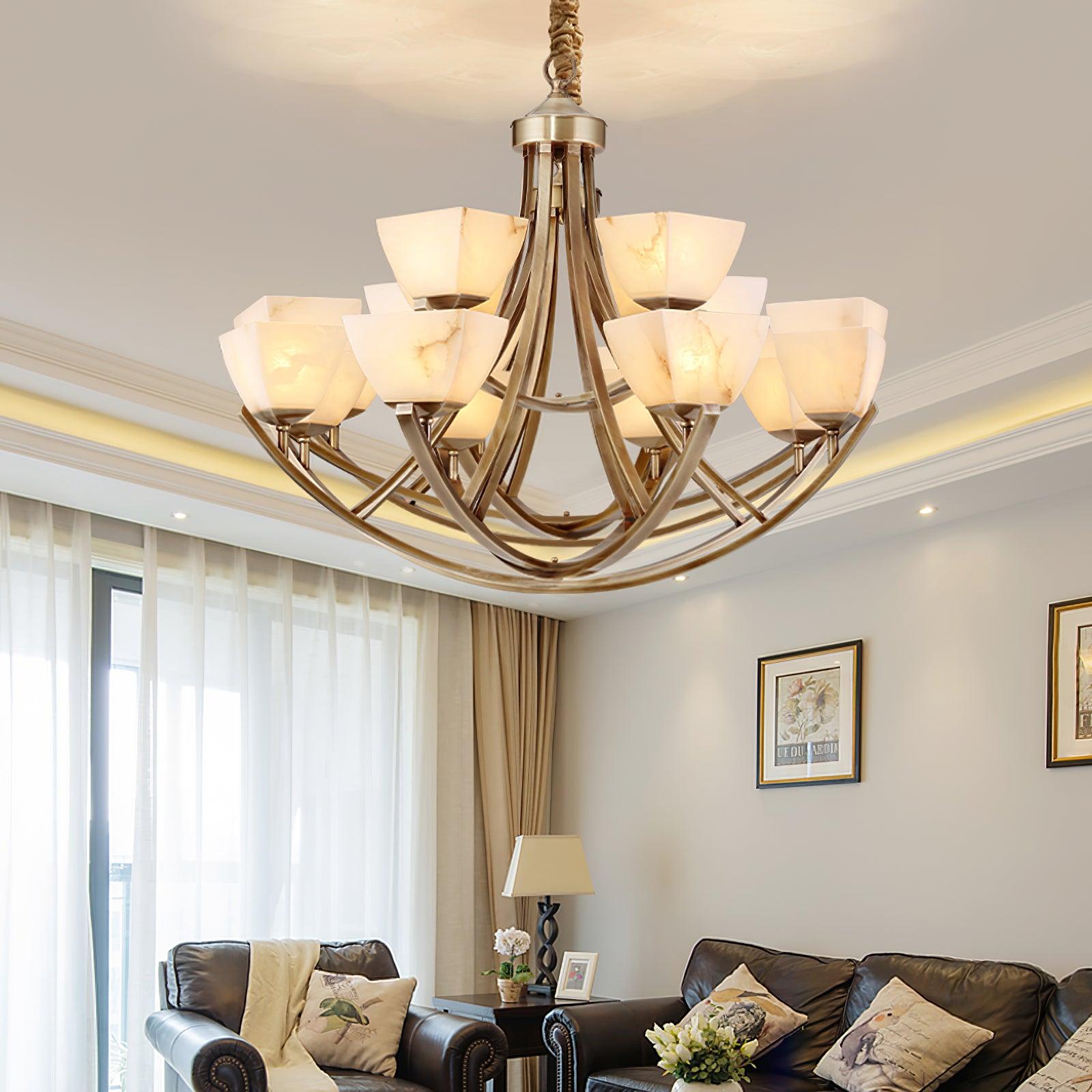 Elegant Dover Brass Chandelier - Vintage Style Ceiling Light Fixture for Dining Room, Living Room & Bedroom Lighting
