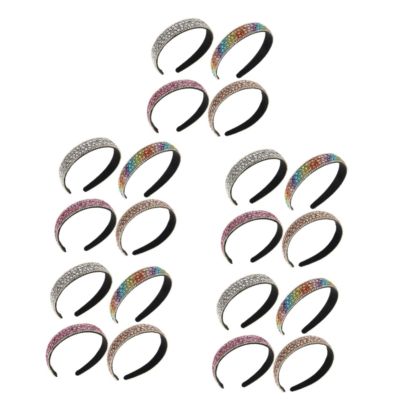 Beavorty 20 Pack Rhinestone Headbands for Women - Sparkly Beaded Yoga Headbands, Non-Slip Wide Crystal Hair Accessories for Sports, Workouts, and Special Occasions
