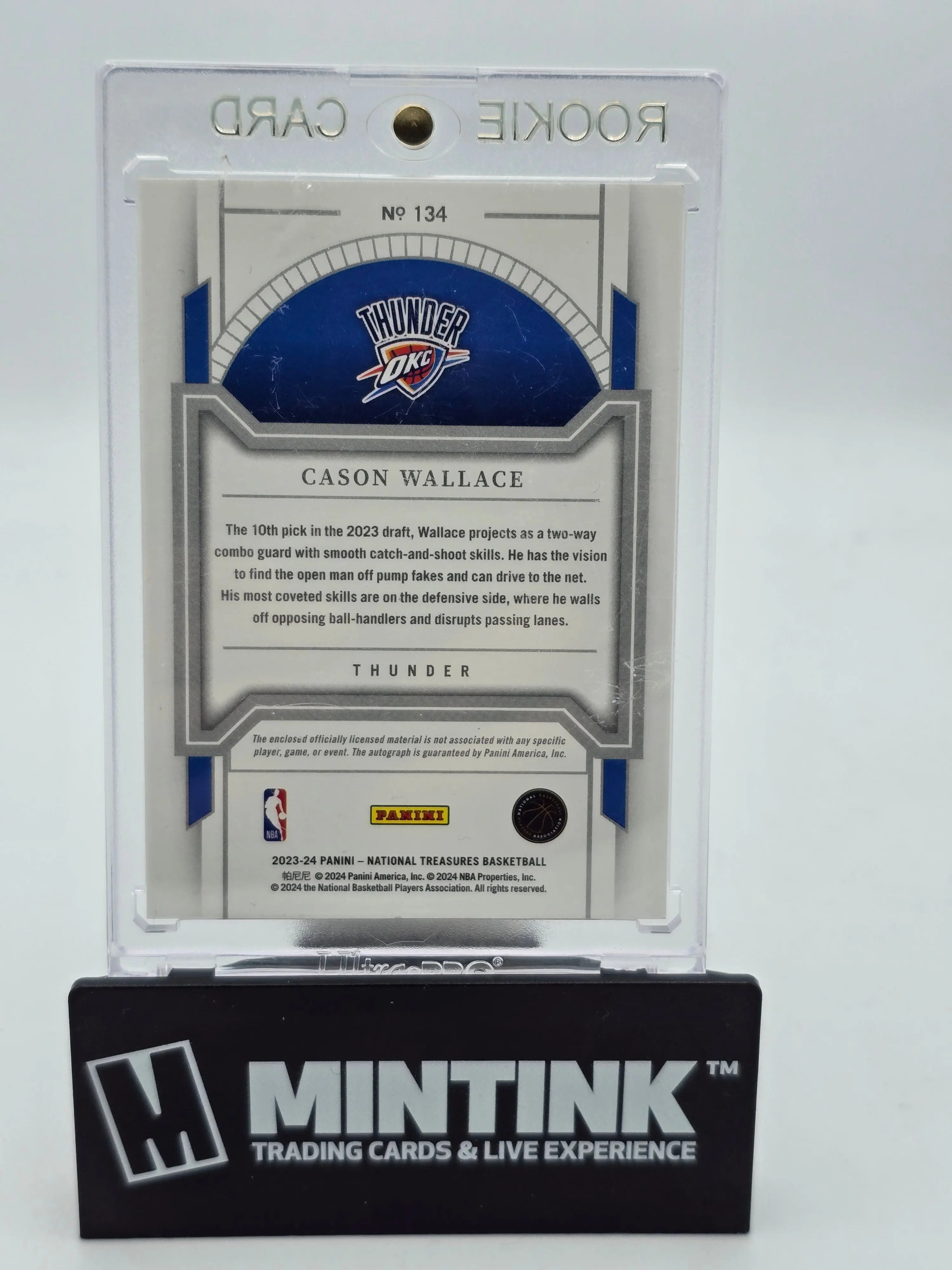 2023-24 Panini National Treasures Cason Wallace Rookie Card Bronze Jumbo Patch Autograph /49 - NBA Collectible for Fans & Investors, Perfect for Display or Trading