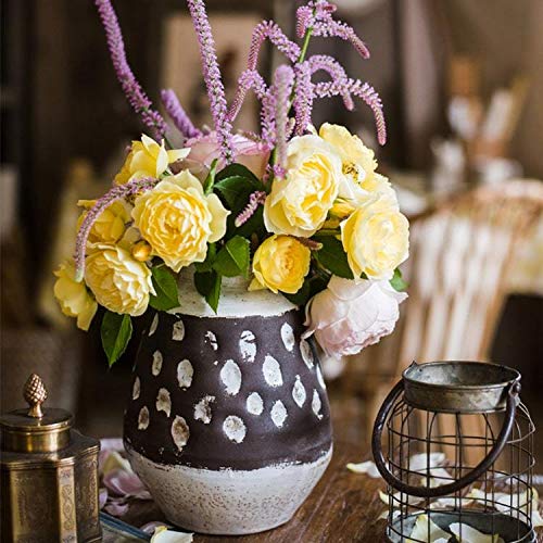 Handcrafted Rustic Brown Ceramic Vase - Farmhouse Home Decor for Centerpieces, Wedding Decor, and Living Room Accents