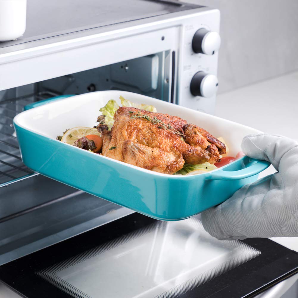 Sweejar Ceramic Bakeware Set - 3-Piece Rectangular Baking Dish for Oven, Casserole, Lasagna & Roasting | Durable Porcelain Cookware for Baking, Cooking & Serving | Perfect for Thanksgiving, Christmas Dinner & Family Gatherings (Turquoise)