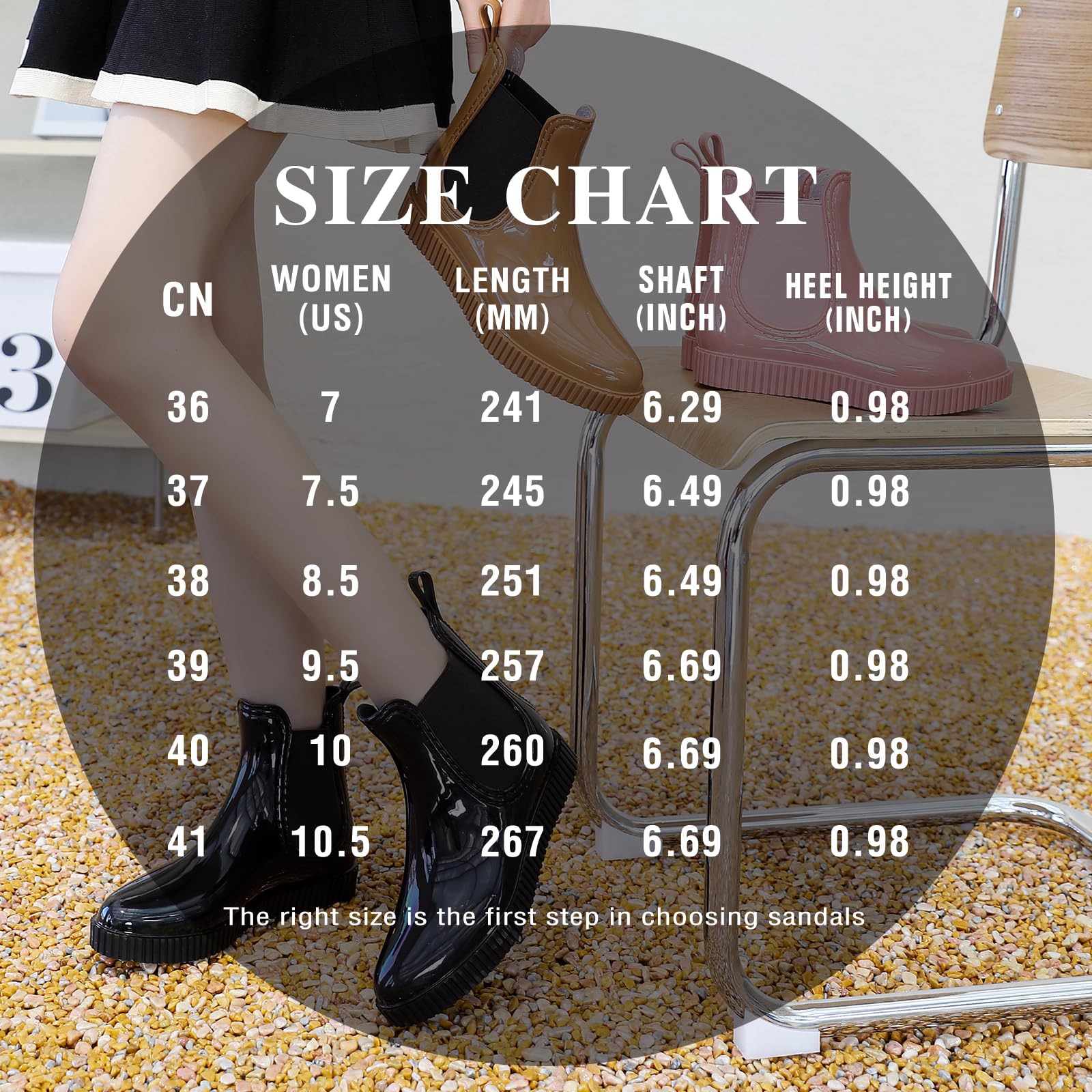 HSBDNZQ Waterproof Rain Boots for Women - Anti-Slip Garden Boots, Outdoor Work Shoes, Size 39 (US 9.5) - Perfect for Gardening, Farming & Wet Weather Conditions