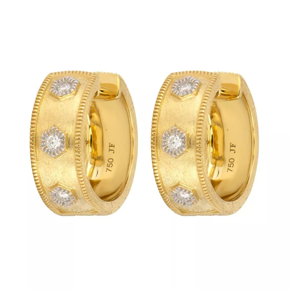 Jude Frances Provence Hexagon Diamond Hoop Earrings - 14K Gold Plated Elegant Dangle Earrings for Women, Perfect for Weddings, Parties & Everyday Wear