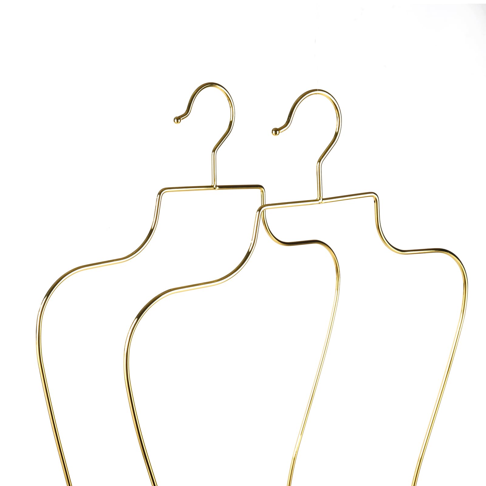 Premium Gold Wire Lingerie Hangers - 10 Pack Slim Body Shape Metal Hooks for Bikini, Swimwear & Delicate Clothing Display - Perfect for Boudoir, Retail Stores & Closet Organization