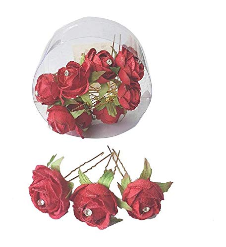 7cm Multi-Color Rose Flower Wedding Hair Pins - Black Metal U-Shaped Bobby Pins for Women & Girls, DIY Bridal Bun Accessories (Perfect for Weddings, Prom, Parties & Hairstyling)