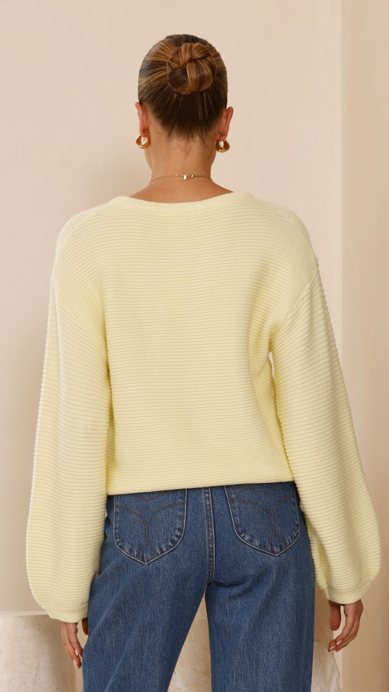 Carmel Knit Sweater in Yellow - Cozy & Stylish Women's Pullover for Fall & Winter Fashion | Perfect for Casual Outings & Layering