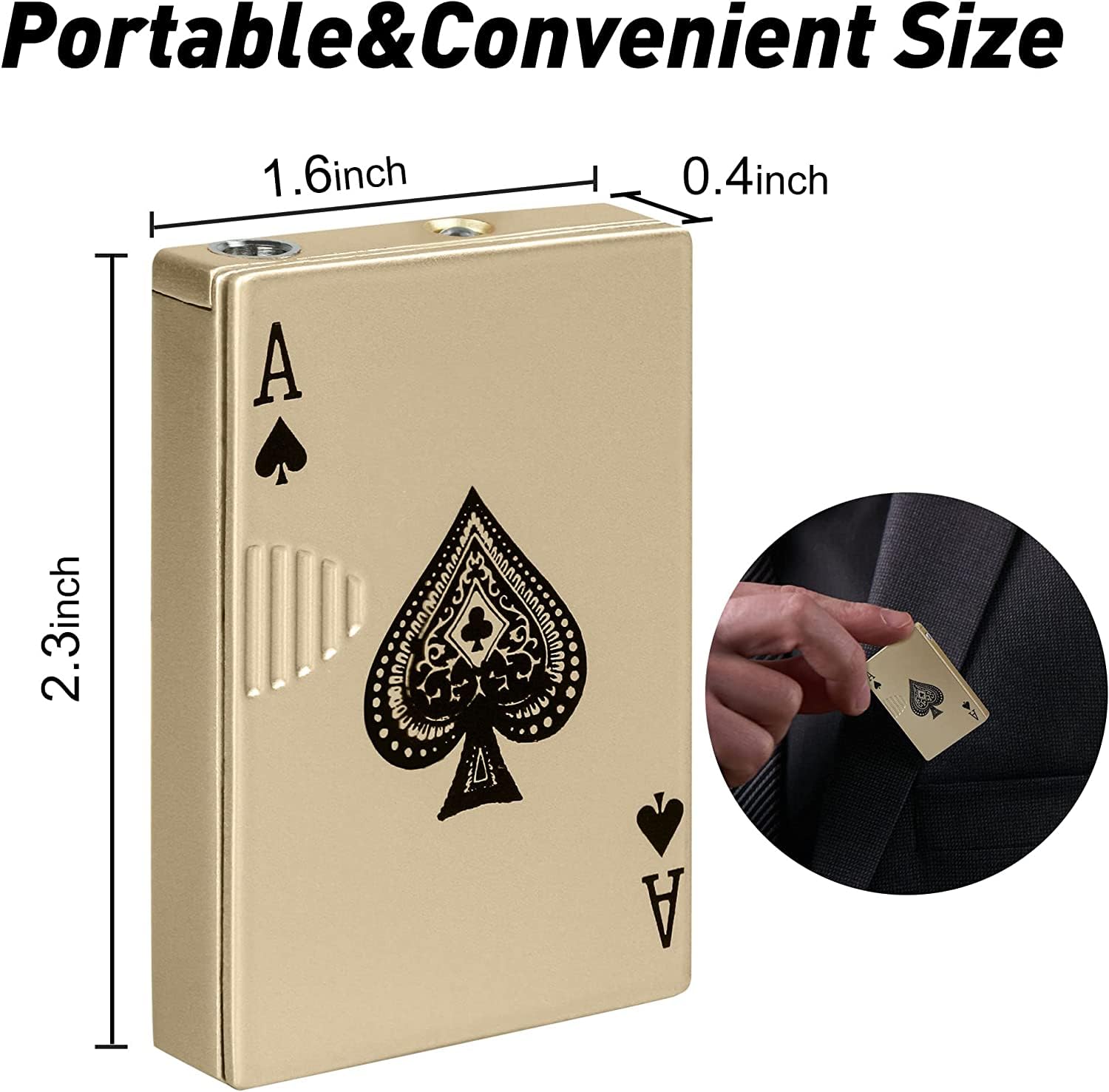 Jet Torch Lighter - Ace Card Green Flame Windproof Butane Lighter with Metal Poker Design, Refillable Cool Lighter for Outdoor Camping, BBQ, Candle Lighting, Birthday Gifts for Men & Women (Gas Not Included) - Perfect for Campfires, Grilling, Candle Parties & Survival Kits