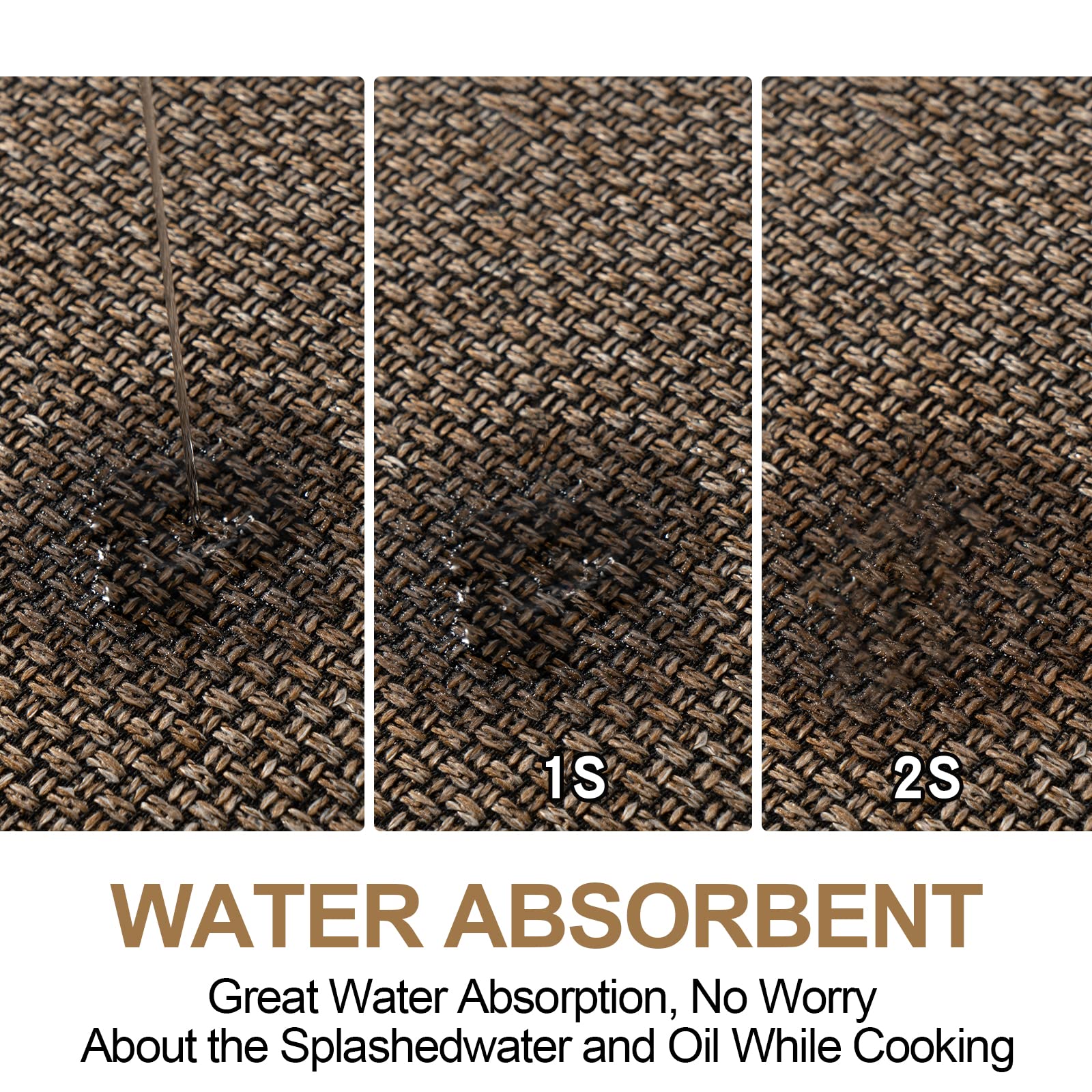 Non-Slip Kitchen Floor Mats Set of 2 - Cushioned Absorbent Rugs for Comfortable Standing, Washable Runner for Kitchen, Office & Home - Brown (17.3