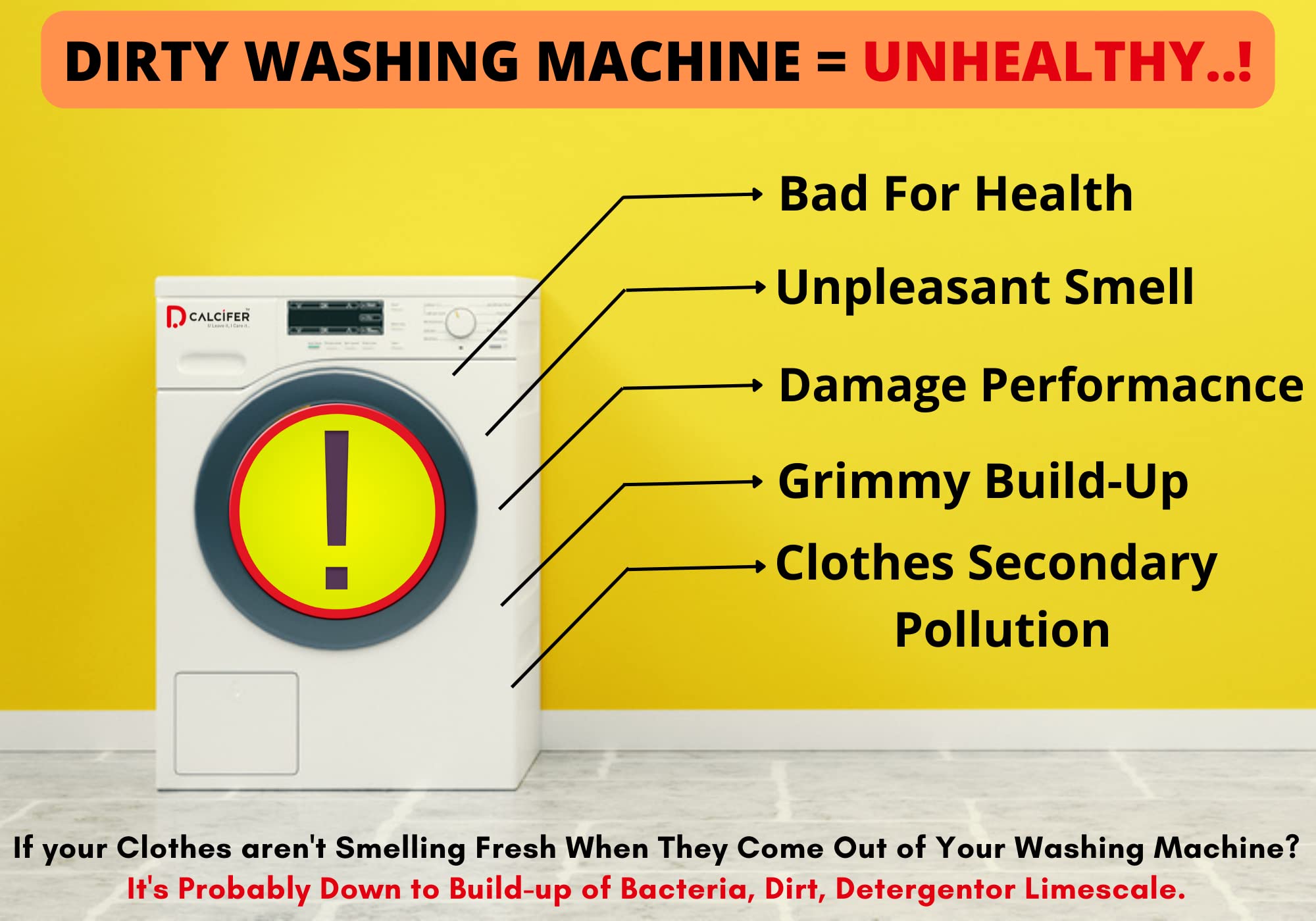 Dcalcifer Washing Machine Cleaner & Descaler Powder - 21 Pouches (350g Each, Pack of 3, Total 1050g) for Front/Top Load Semi & Fully Automatic Washers - Deep Cleans Drum & Tub | Eliminates Odors, Limescale & Residue - Ideal for Laundry Maintenance & Appliance Care