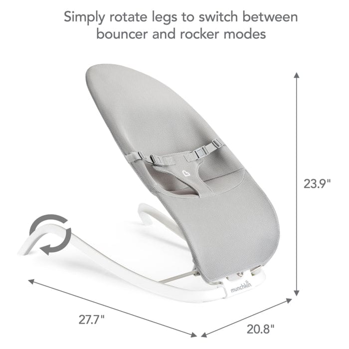 Munchkin Spring 2-in-1 Baby Bouncer and Rocker - Convertible Infant Seat for Playtime & Naptime - Soft Cushioned Support for Newborns to Toddlers - Perfect for Nursery, Living Room or Travel