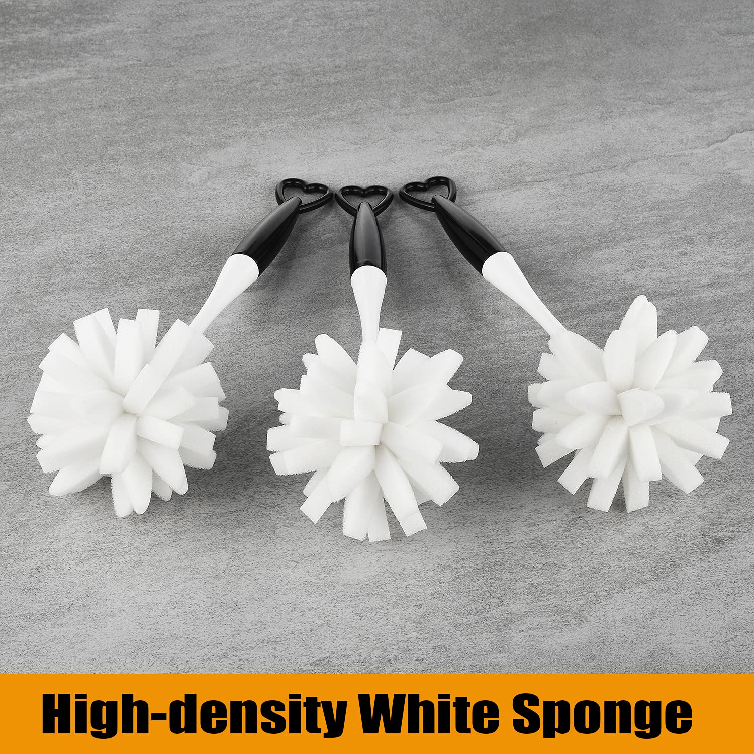 ALINK Glass Bottle Cleaning Brush with Handle - Pack of 3 | Dish Sponge Brush for Wine Bottles, Water Bottles & Vases | Perfect for Kitchen, Bar & Home Cleaning