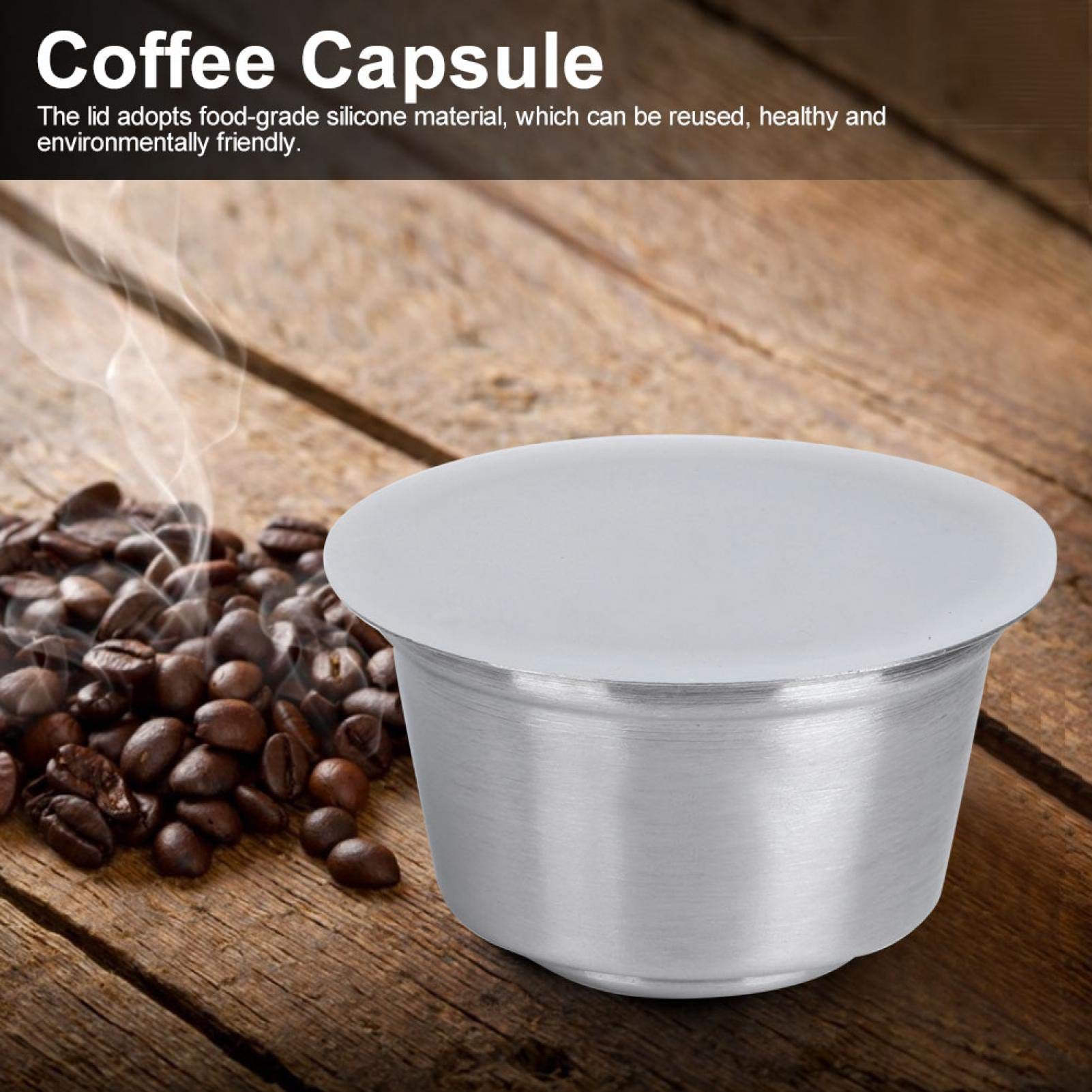 Oumefar Refillable Stainless Steel Coffee Capsule Pods with Silicone Lid - Reusable Coffee Filter Cup Compatible with Dolce Gusto Coffee Maker (White) - Perfect for Home, Office & Travel Use