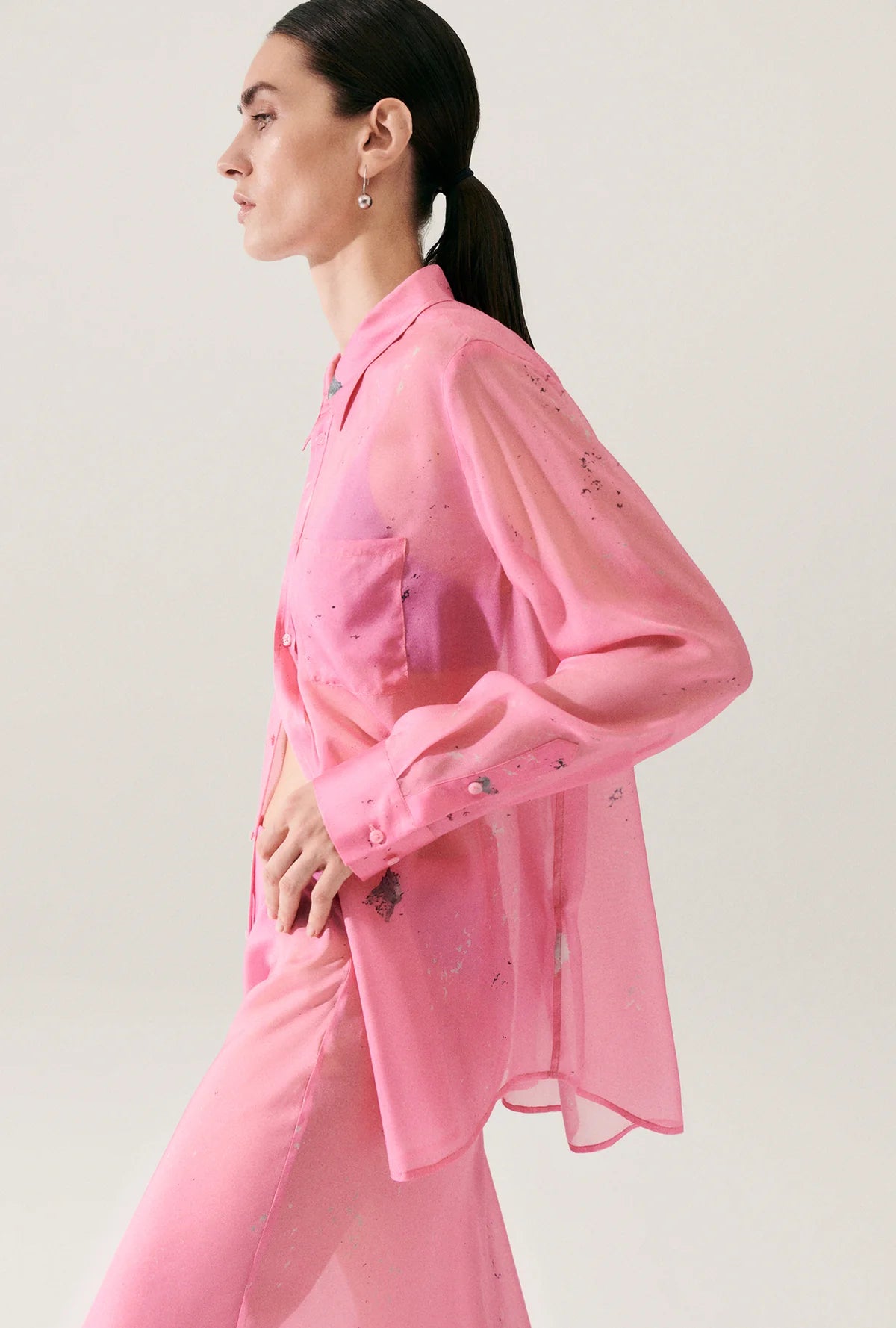 Chiffon Boyfriend Shirt for Women - Soft & Flowy Oversized Blouse - Perfect for Casual Outings, Date Nights & Office Wear