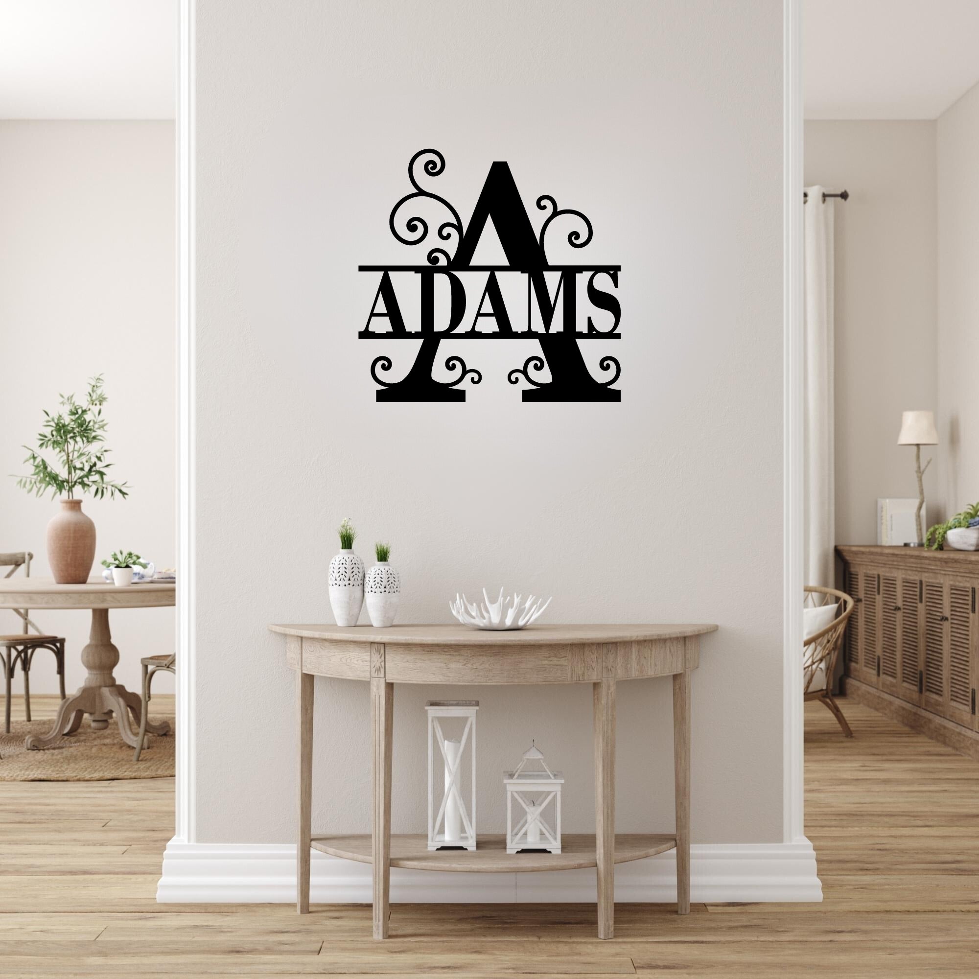 Personalized Initial Metal Wall Decor with Elegant Scrollwork - Perfect for Home, Office, Wedding & Gift Giving