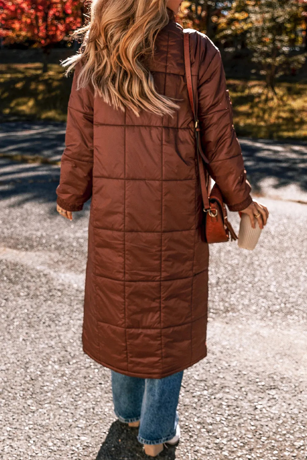 Stylish Pocketed Bubble Texture Long Sleeve Longline Winter Coat for Women - Warm & Fashionable Outerwear for Cold Weather, Snow Days & Winter Travel