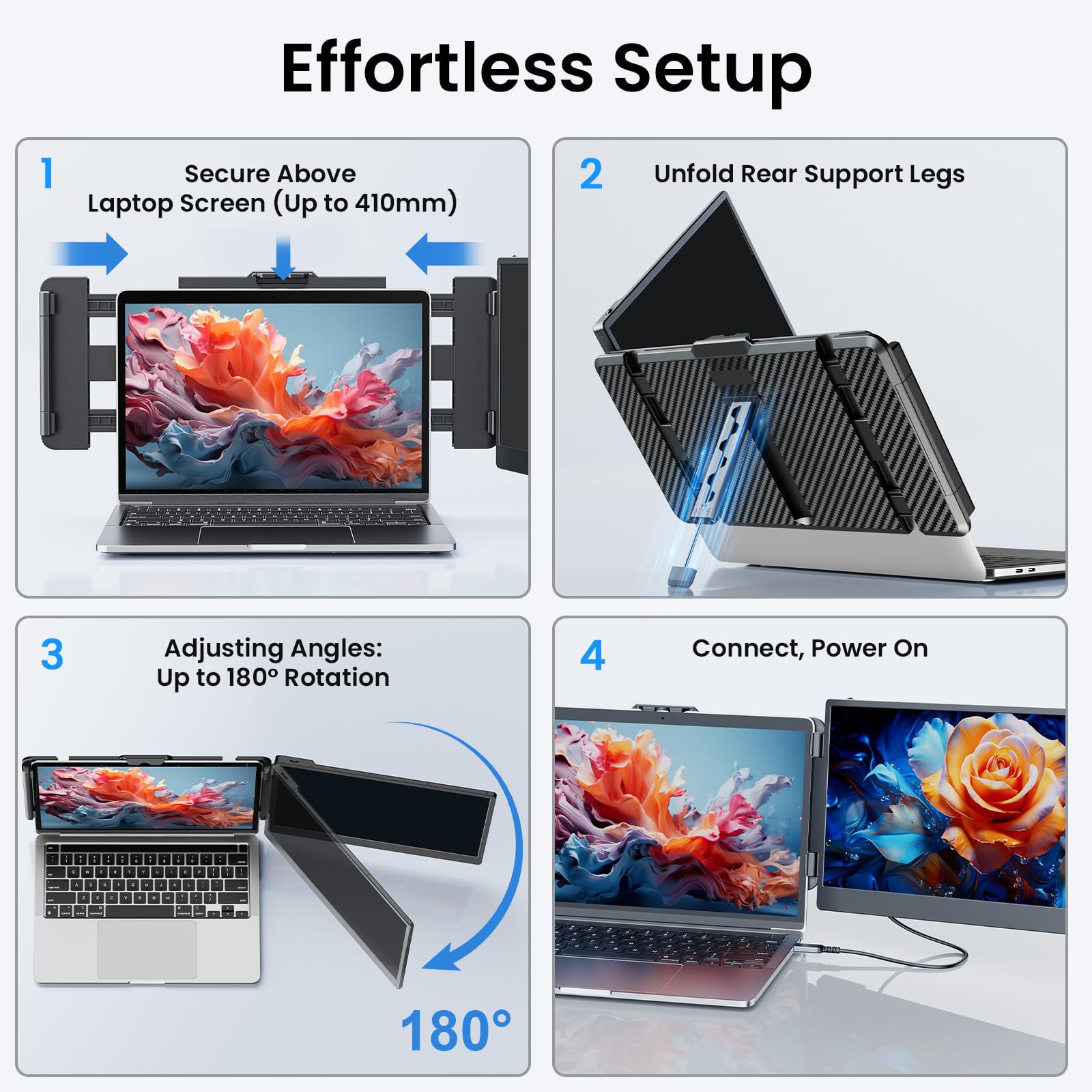 14'' FHD 1080P IPS Dual Portable Monitor for Laptop - Plug & Play USB-C External Screen for 13