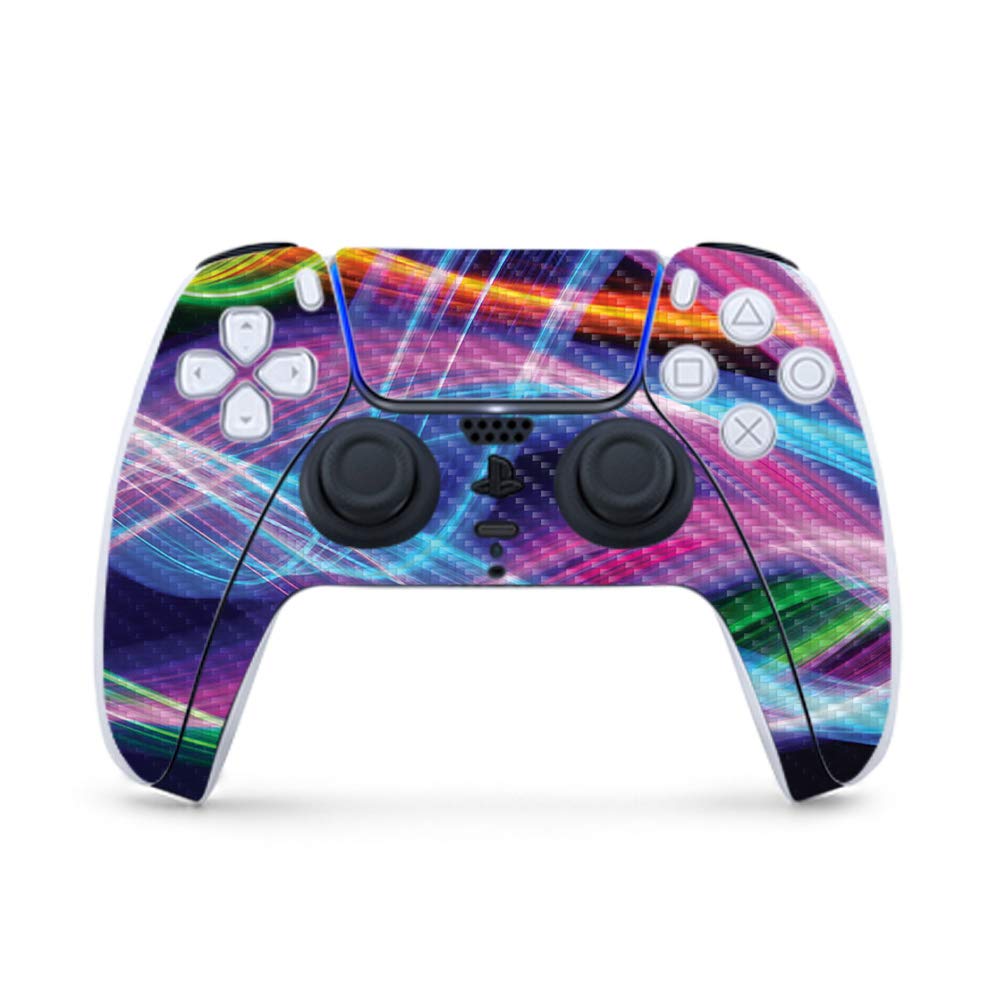 Premium Carbon Fiber Gaming Skin for PS5 Controller - Light Waves Design | Durable Textured Finish | Easy to Apply & Remove | Made in USA | Perfect for Gaming Enthusiasts & Customization Lovers