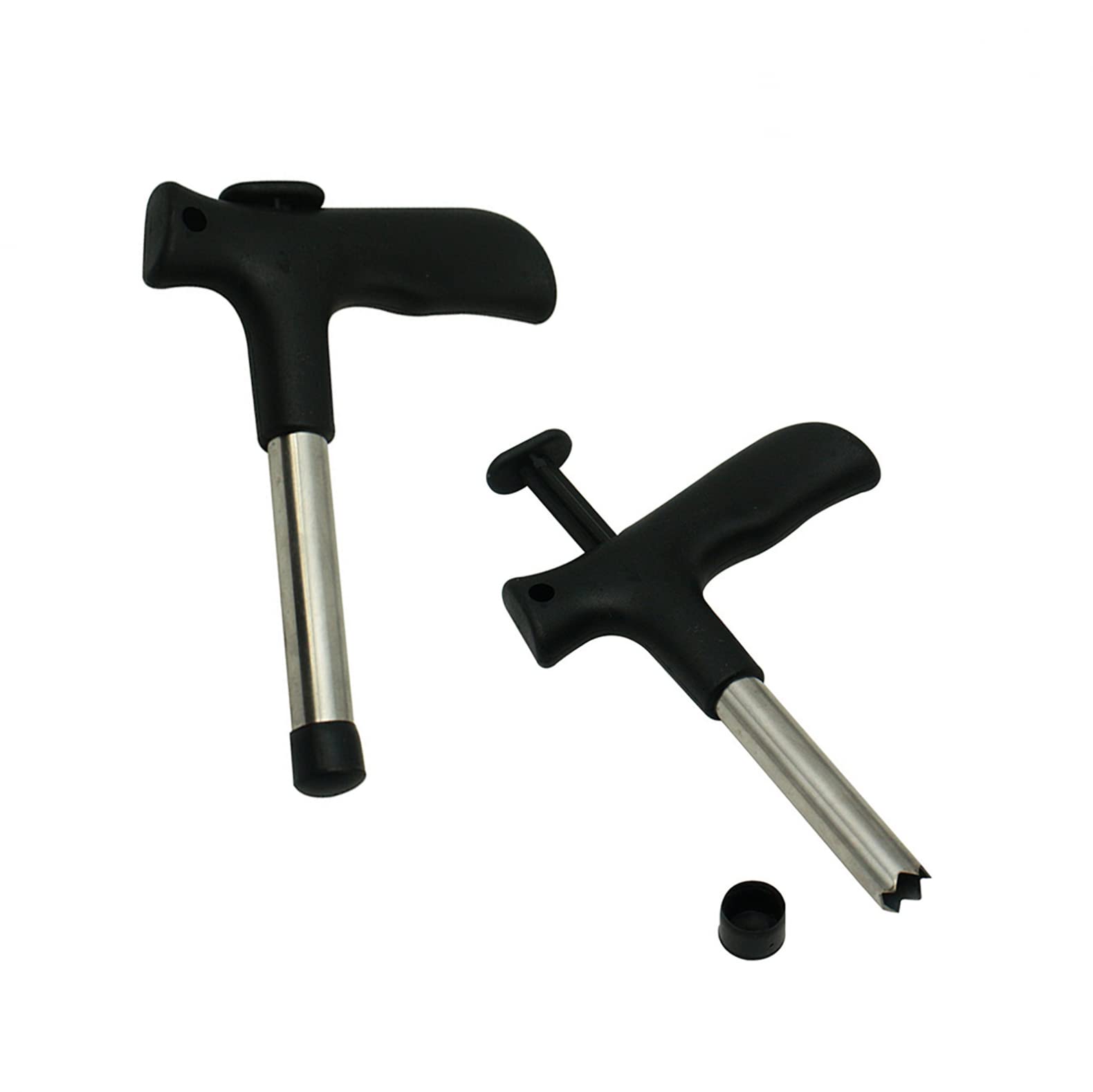 2 Pack Stainless Steel Coconut Opener Tool - Easy Punch Tap Knife for Fresh Coconut Water with Straw Hole Maker (Black) - Perfect for Beach Parties, Tropical Drinks & Home Kitchen Use
