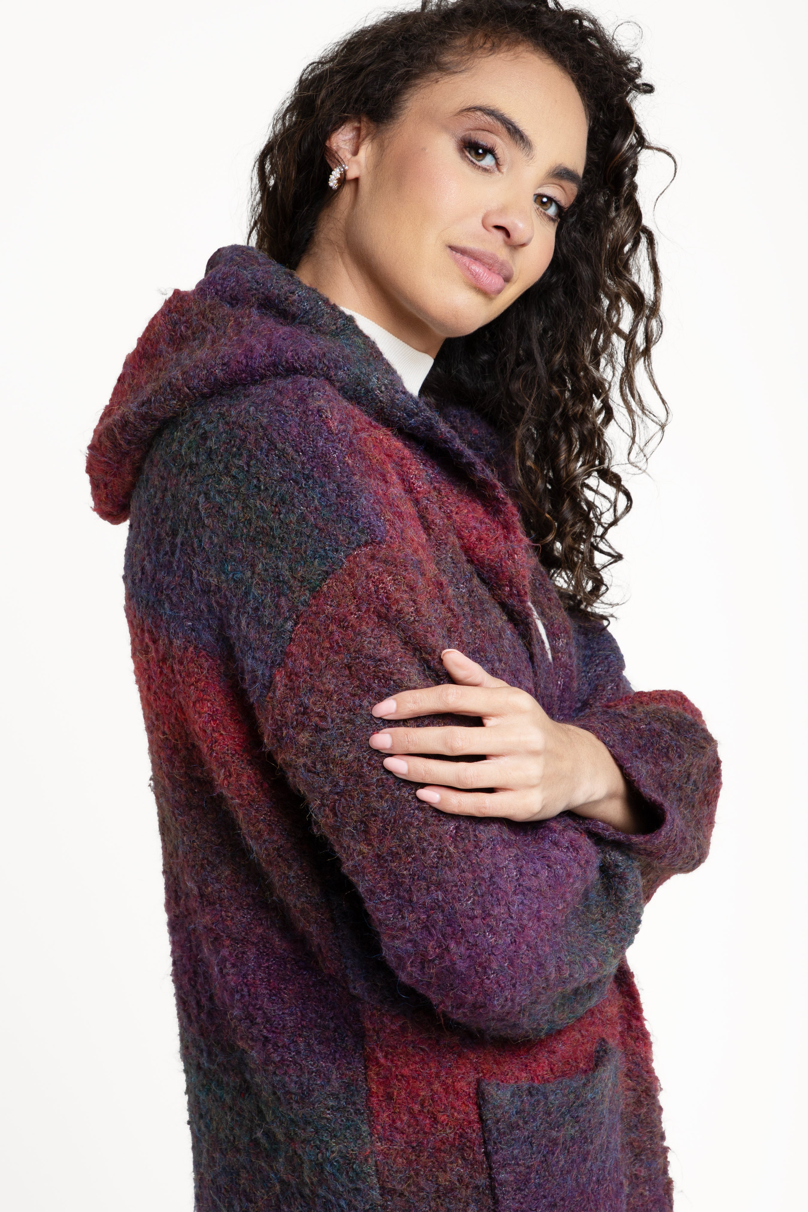 Gradient Hooded Long Cardigan Sweater for Women - Soft Oversized Open Front Knit Sweatercoat - Perfect for Fall, Winter & Layering Outfits
