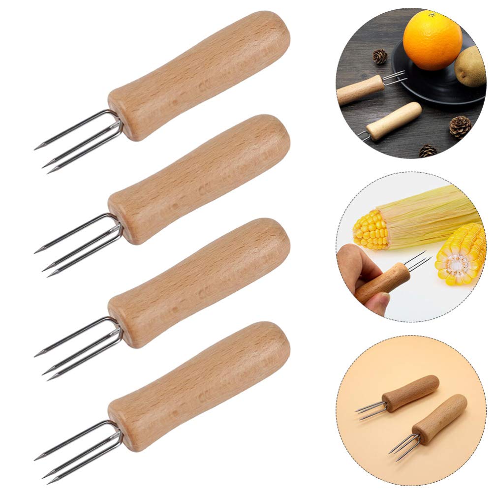 10-Piece Stainless Steel Corn Holders & BBQ Skewers - Durable Corn Grips, Food Forks for Grilling, Barbecue, and Fruit Serving - Perfect for Summer BBQs, Picnics, and Outdoor Cooking