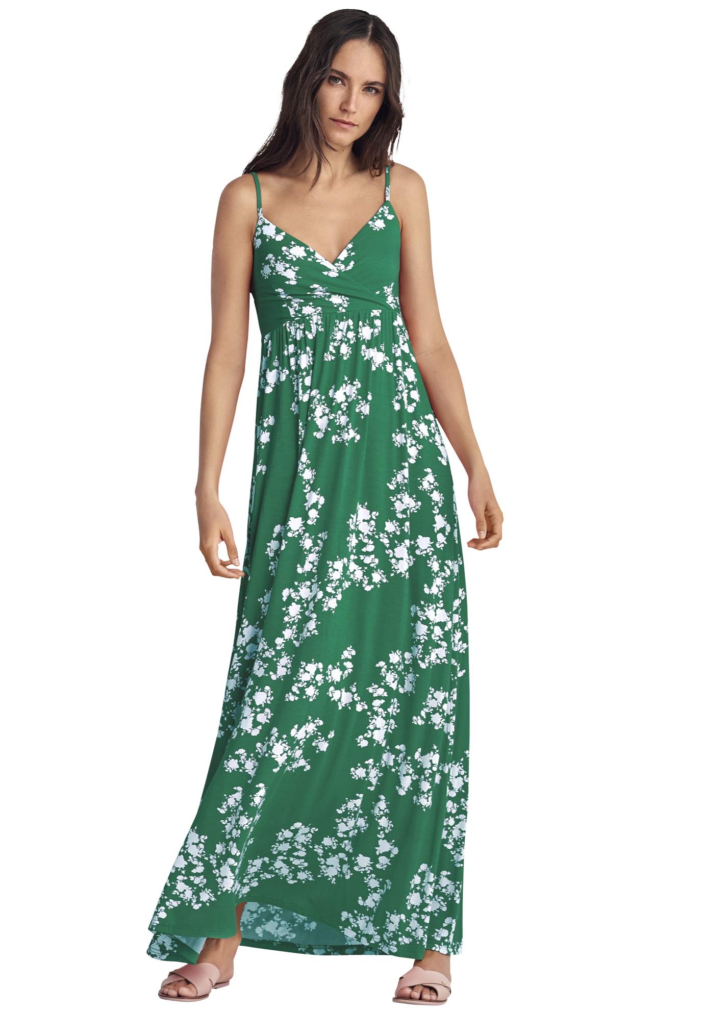 Ellos Women's Plus Size Knit Surplice Maxi Dress - Flowy Long Sleeve Casual Dress for Women, Perfect for Date Night, Office Wear & Special Occasions